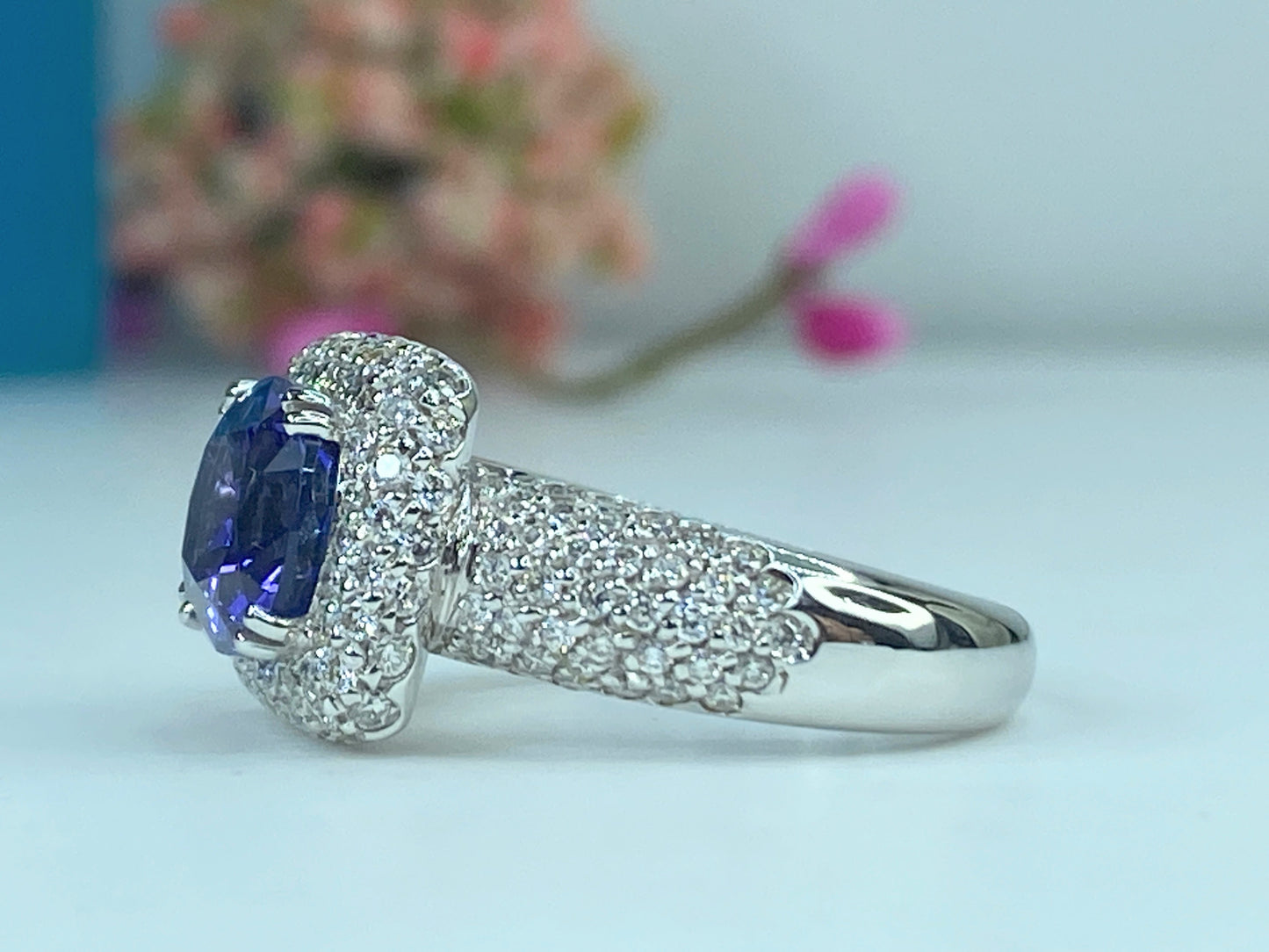Appraised 11,975 18K 4.09ct Tanzanite 1.18ct G/Si1 Diamond ring s6.5 10.3g JR510