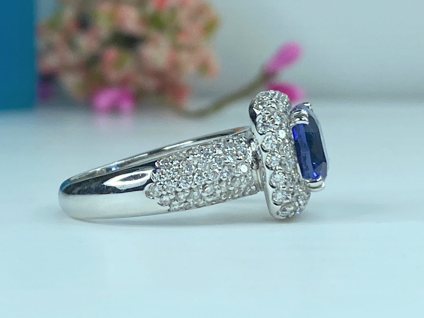 Appraised 11,975 18K 4.09ct Tanzanite 1.18ct G/Si1 Diamond ring s6.5 10.3g JR510
