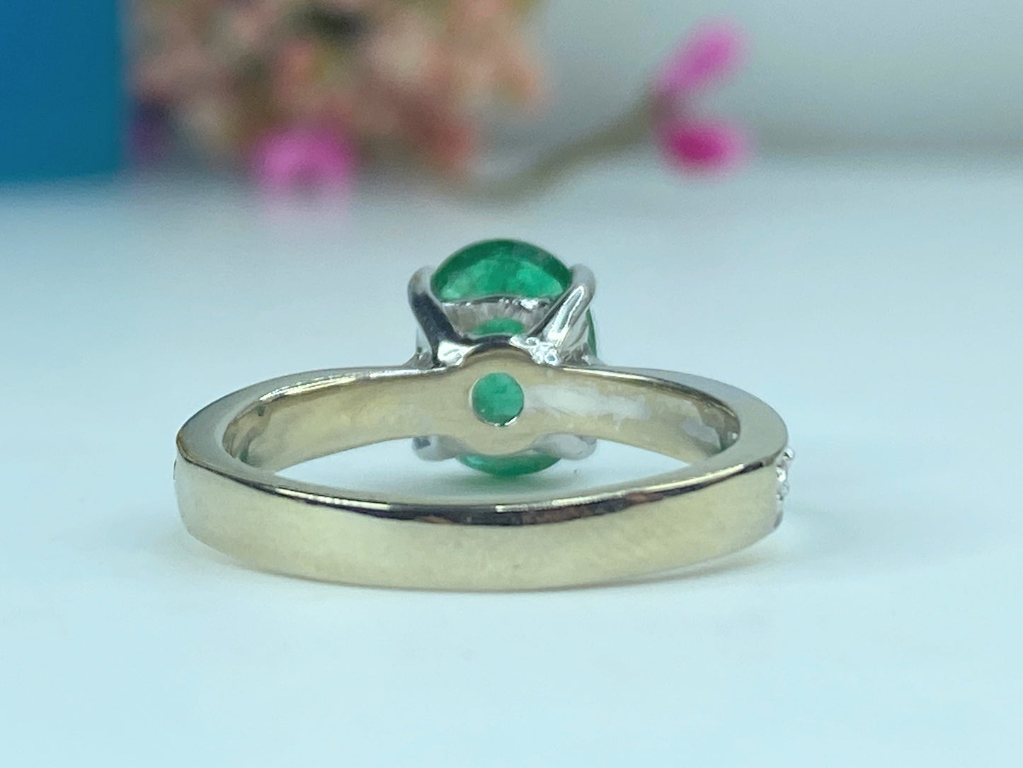 Appraised $7,200 14K 3.25ct natural Oval Emerald 0.25ct Diamond ring s6.5 JR430