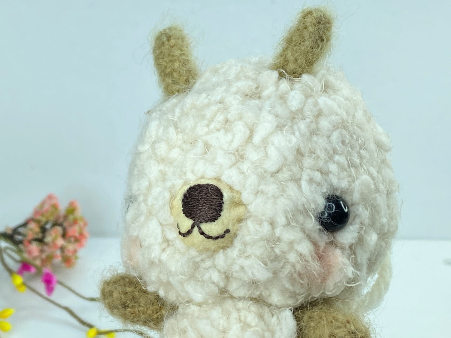 Japan handmade wool felt little "Kaoru" wild sheep doll 4 3/4" x 3 1/4" A390