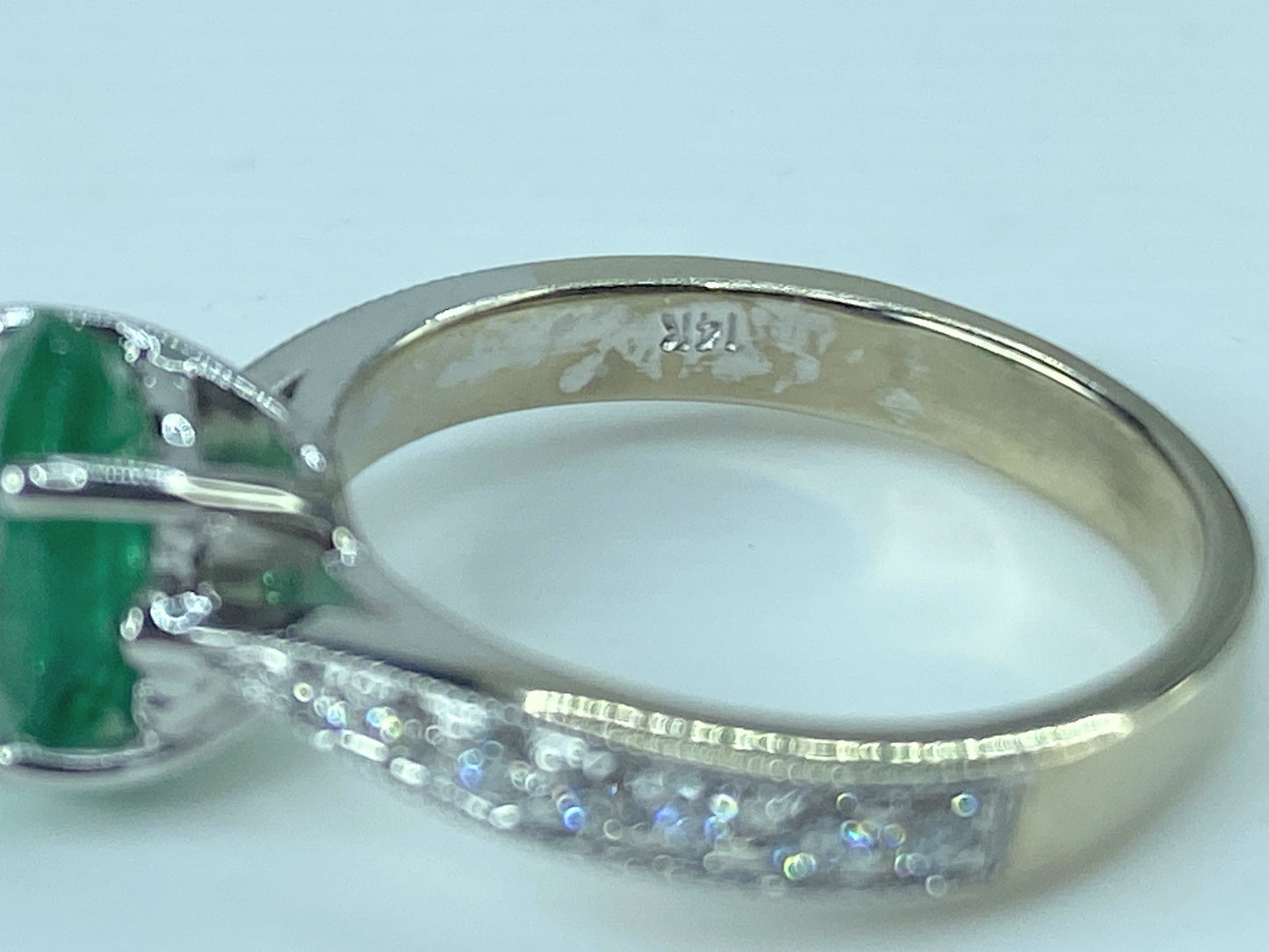 Appraised $7,200 14K 3.25ct natural Oval Emerald 0.25ct Diamond ring s6.5 JR430