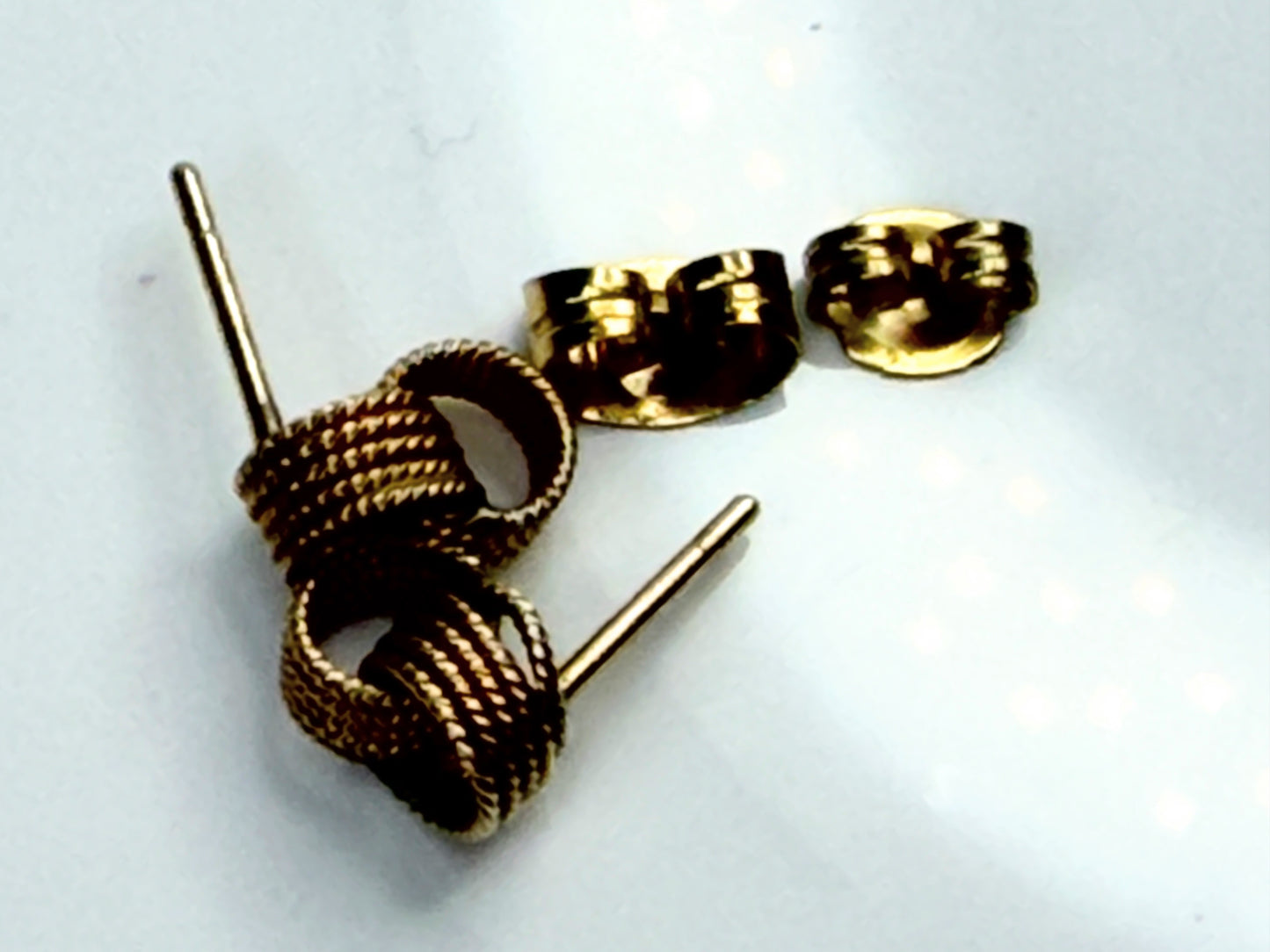 Vintage 14K Gold Knot Stud Earrings Textured Love Knot Design JR1478