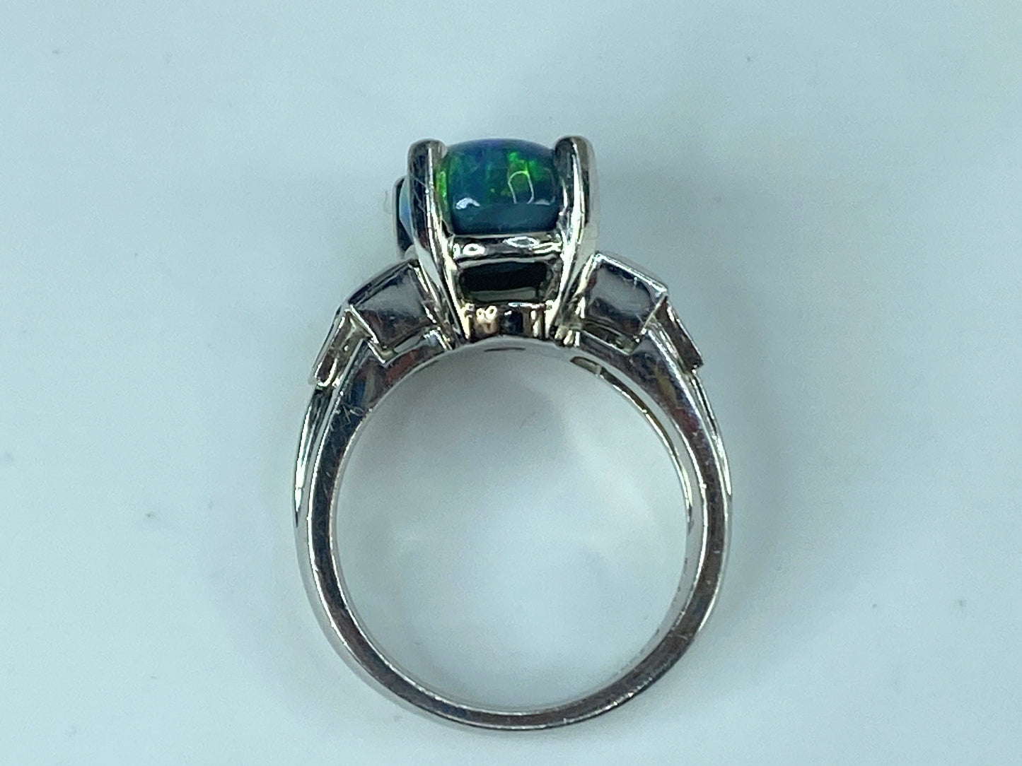Appraised $18,995 Platinum 6.5ct Black Opal 0.6ct G/VS2 Diamond ring s7.25 JR431