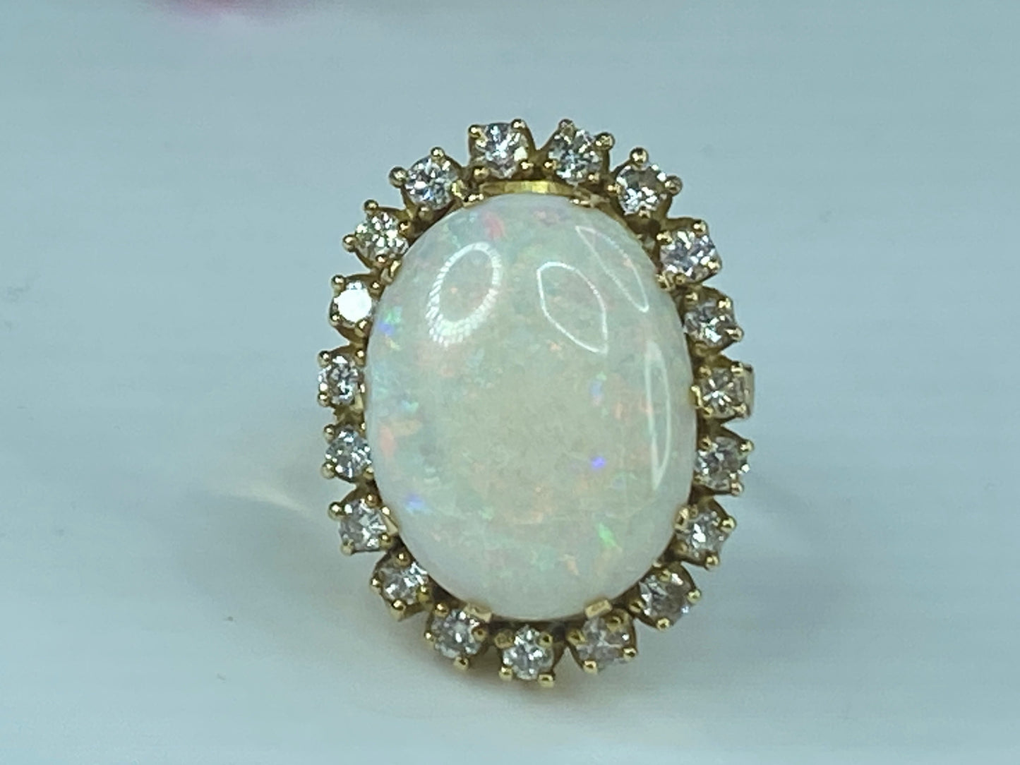 Appraised $8995 18K 8.5ct Opal 0.95ct G/VS1 Diamond ring 10g s7 JR432