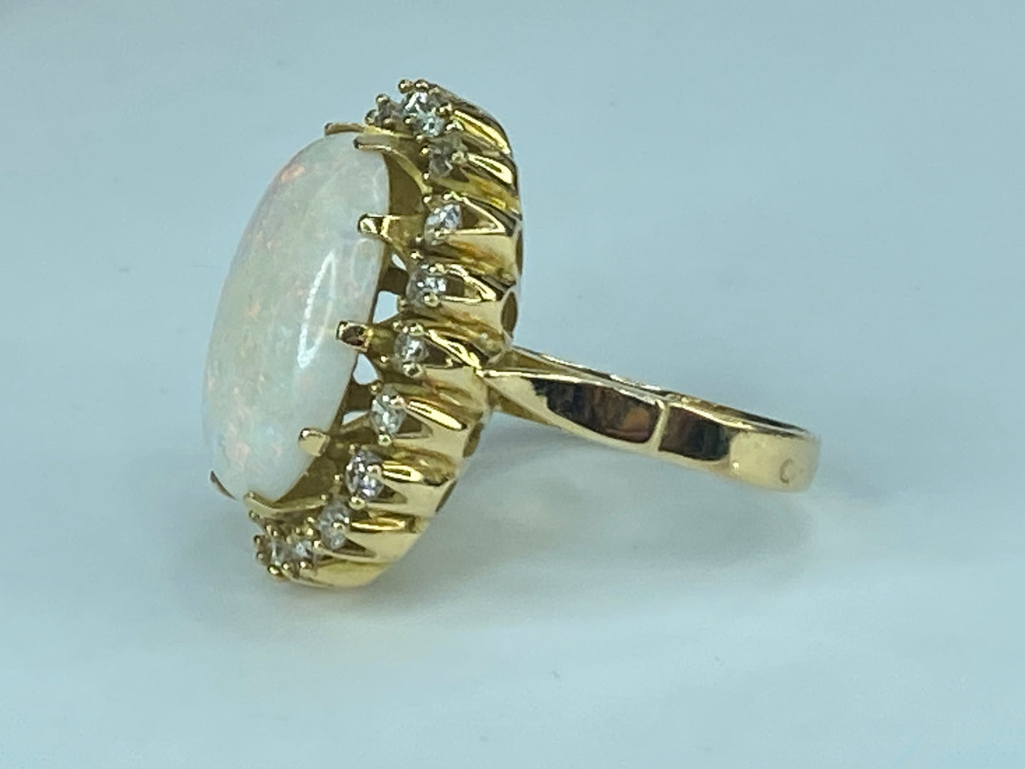 Appraised $8995 18K 8.5ct Opal 0.95ct G/VS1 Diamond ring 10g s7 JR432