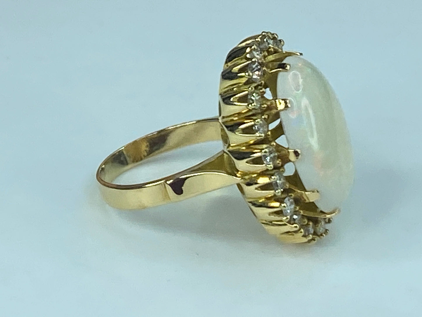 Appraised $8995 18K 8.5ct Opal 0.95ct G/VS1 Diamond ring 10g s7 JR432