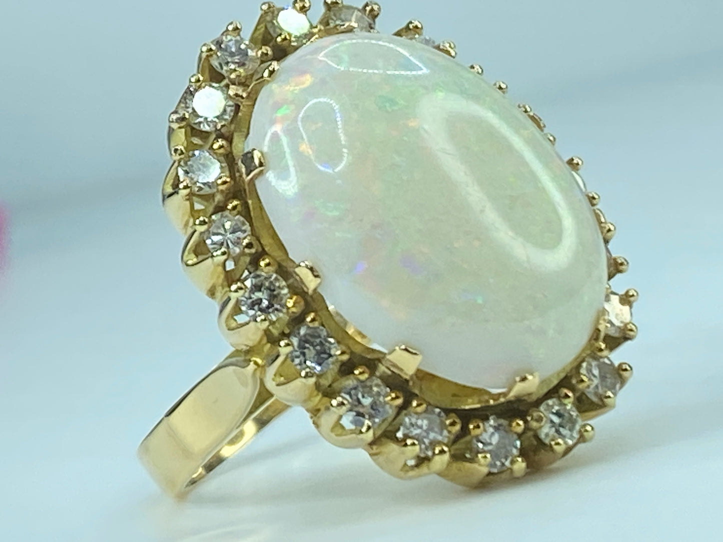 Appraised $8995 18K 8.5ct Opal 0.95ct G/VS1 Diamond ring 10g s7 JR432