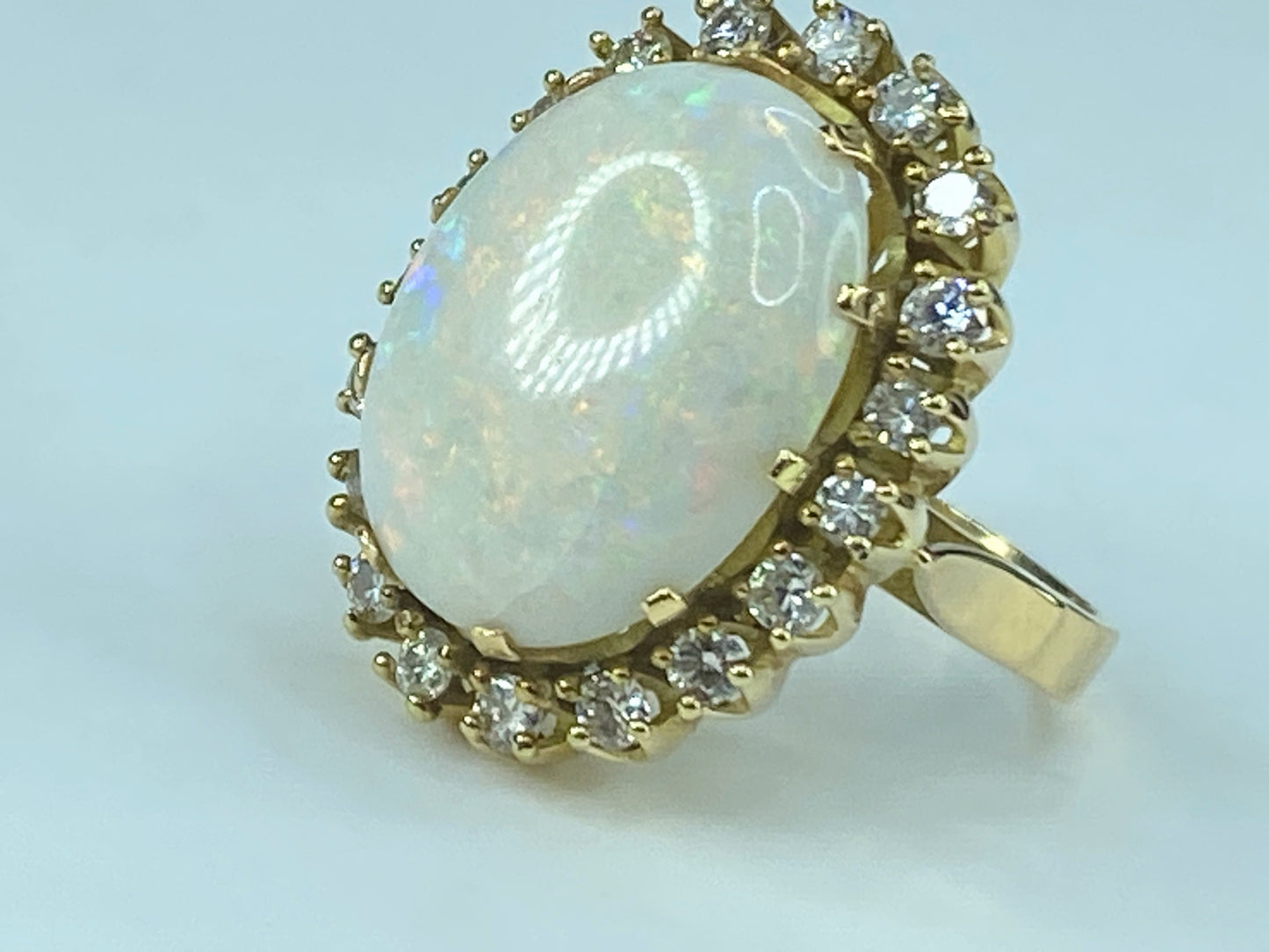 Appraised $8995 18K 8.5ct Opal 0.95ct G/VS1 Diamond ring 10g s7 JR432