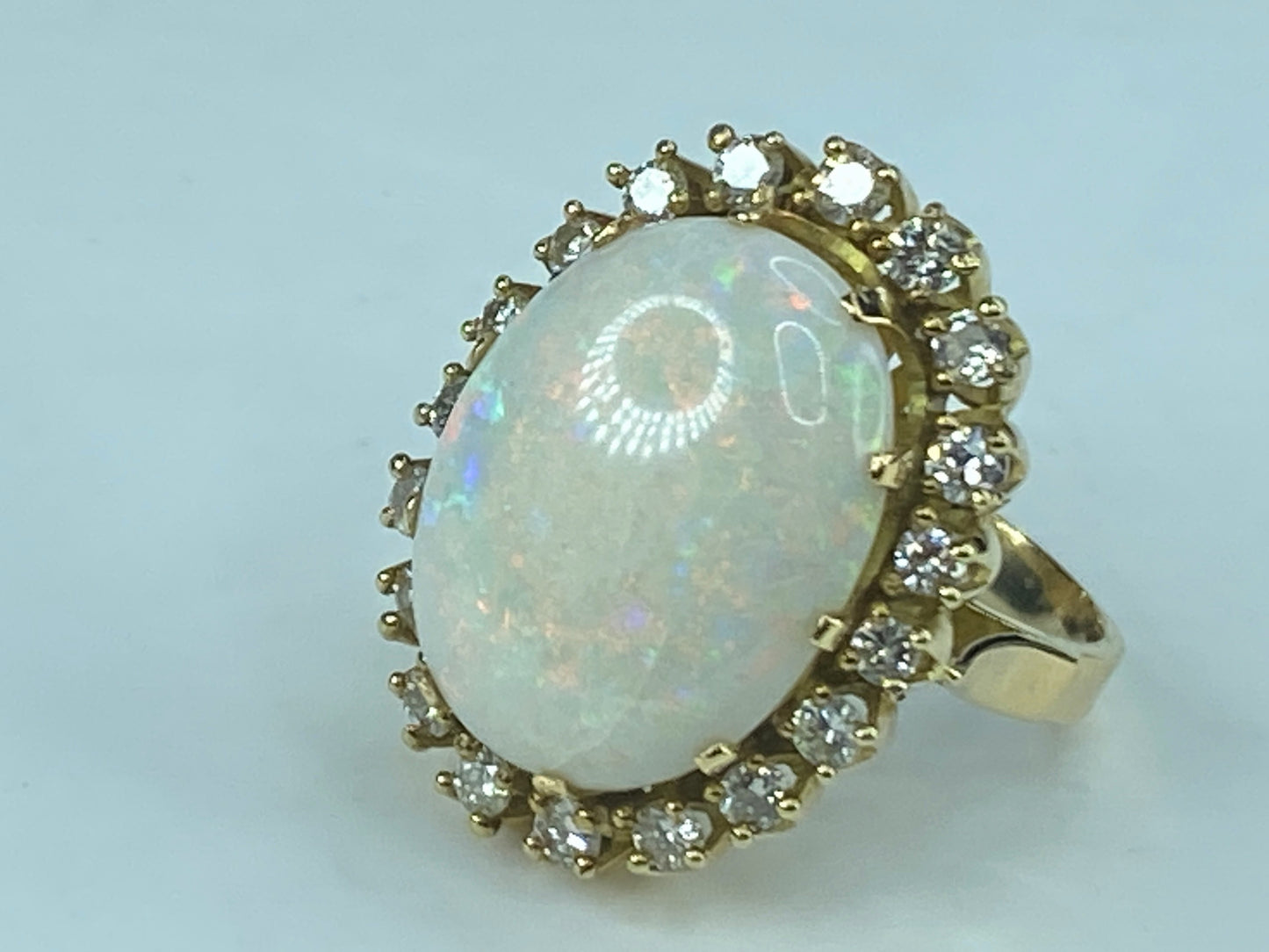 Appraised $8995 18K 8.5ct Opal 0.95ct G/VS1 Diamond ring 10g s7 JR432