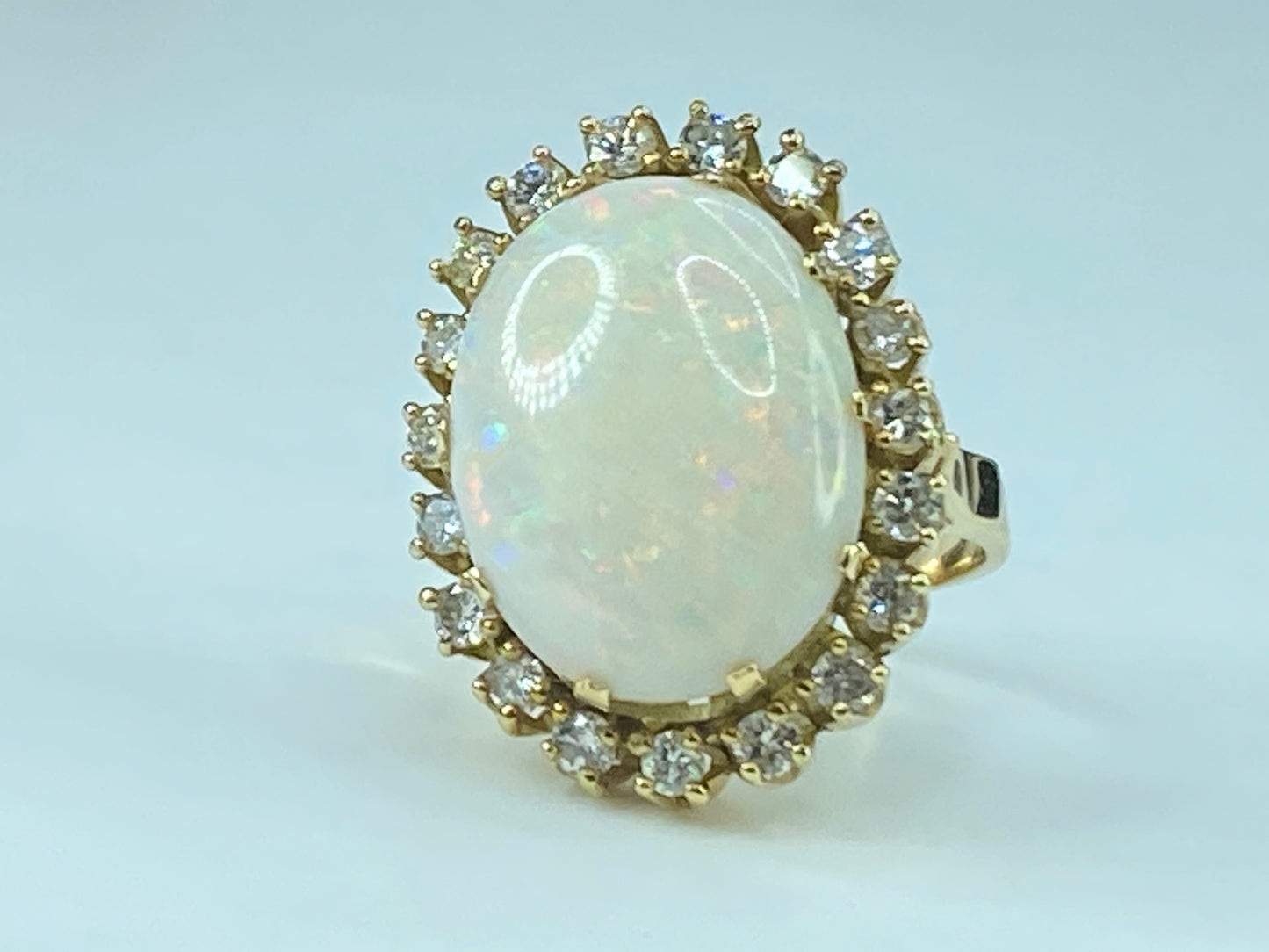 Appraised $8995 18K 8.5ct Opal 0.95ct G/VS1 Diamond ring 10g s7 JR432