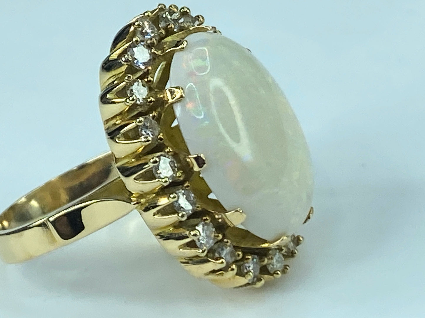 Appraised $8995 18K 8.5ct Opal 0.95ct G/VS1 Diamond ring 10g s7 JR432