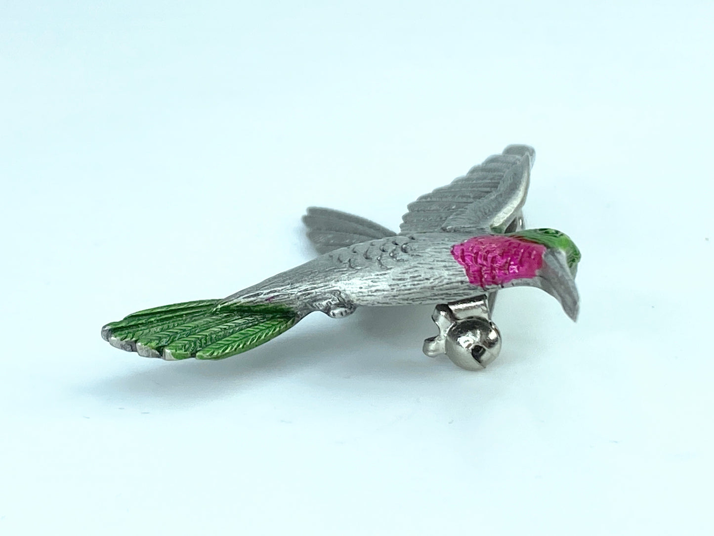 JJ Jonette Silver Pewter Enamel Hummingbird Brooch Pin JR9622