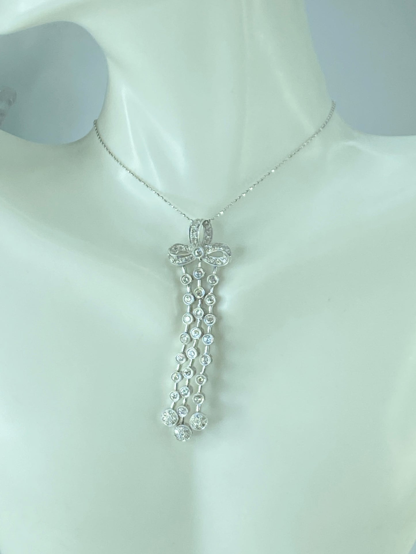 Appraised $7,995 14ct 1.46ct Diamond Pendant in 18K faceted beads necklace JR435