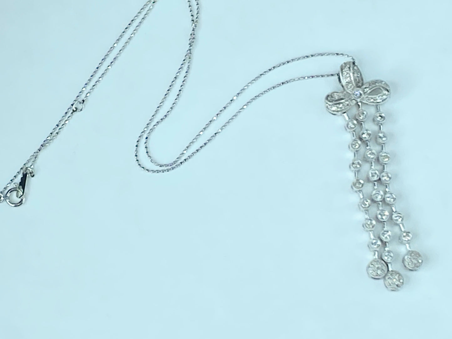 Appraised $7,995 14ct 1.46ct Diamond Pendant in 18K faceted beads necklace JR435