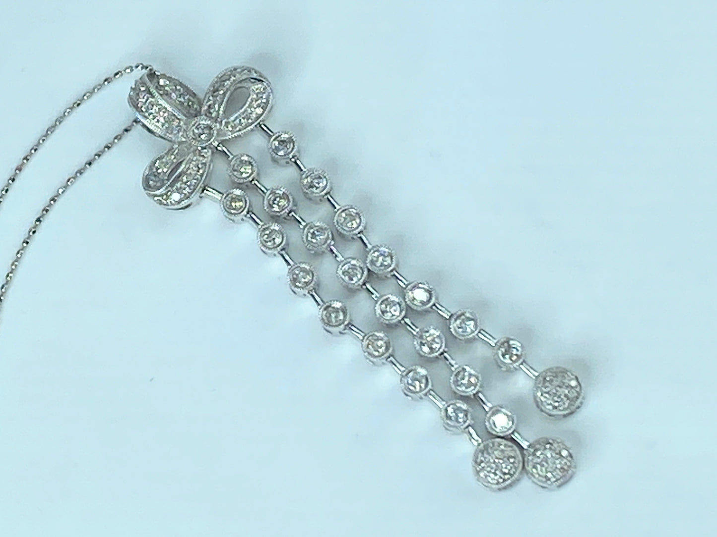 Appraised $7,995 14ct 1.46ct Diamond Pendant in 18K faceted beads necklace JR435
