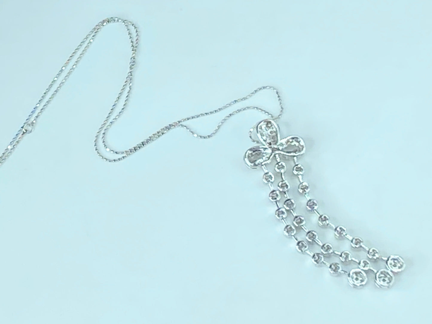 Appraised $7,995 14ct 1.46ct Diamond Pendant in 18K faceted beads necklace JR435