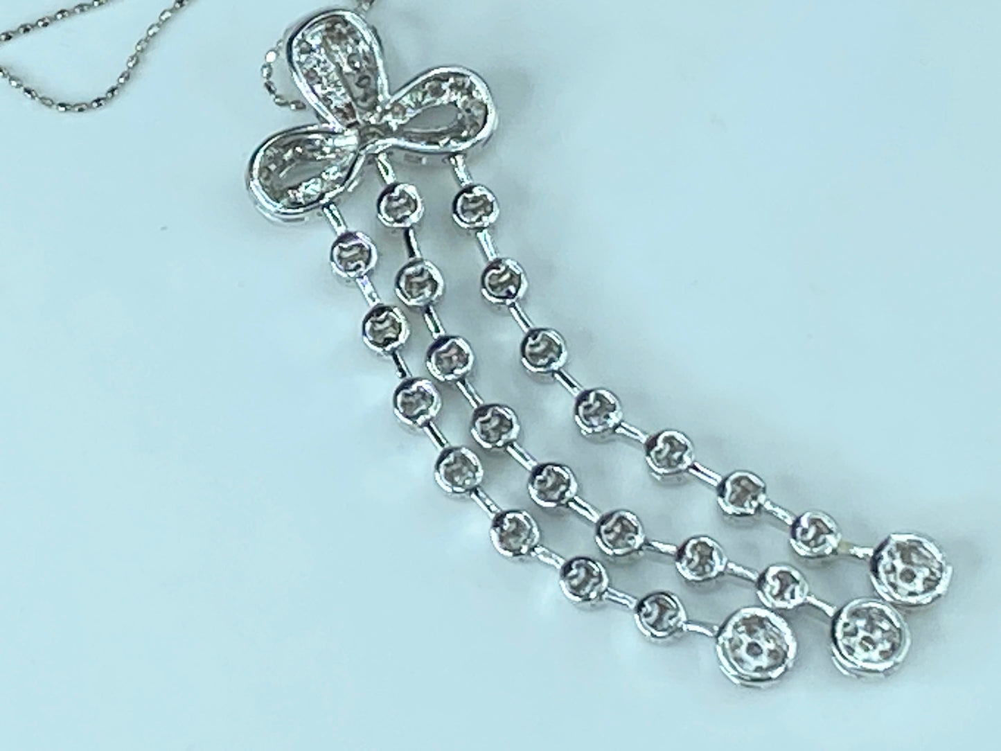 Appraised $7,995 14ct 1.46ct Diamond Pendant in 18K faceted beads necklace JR435