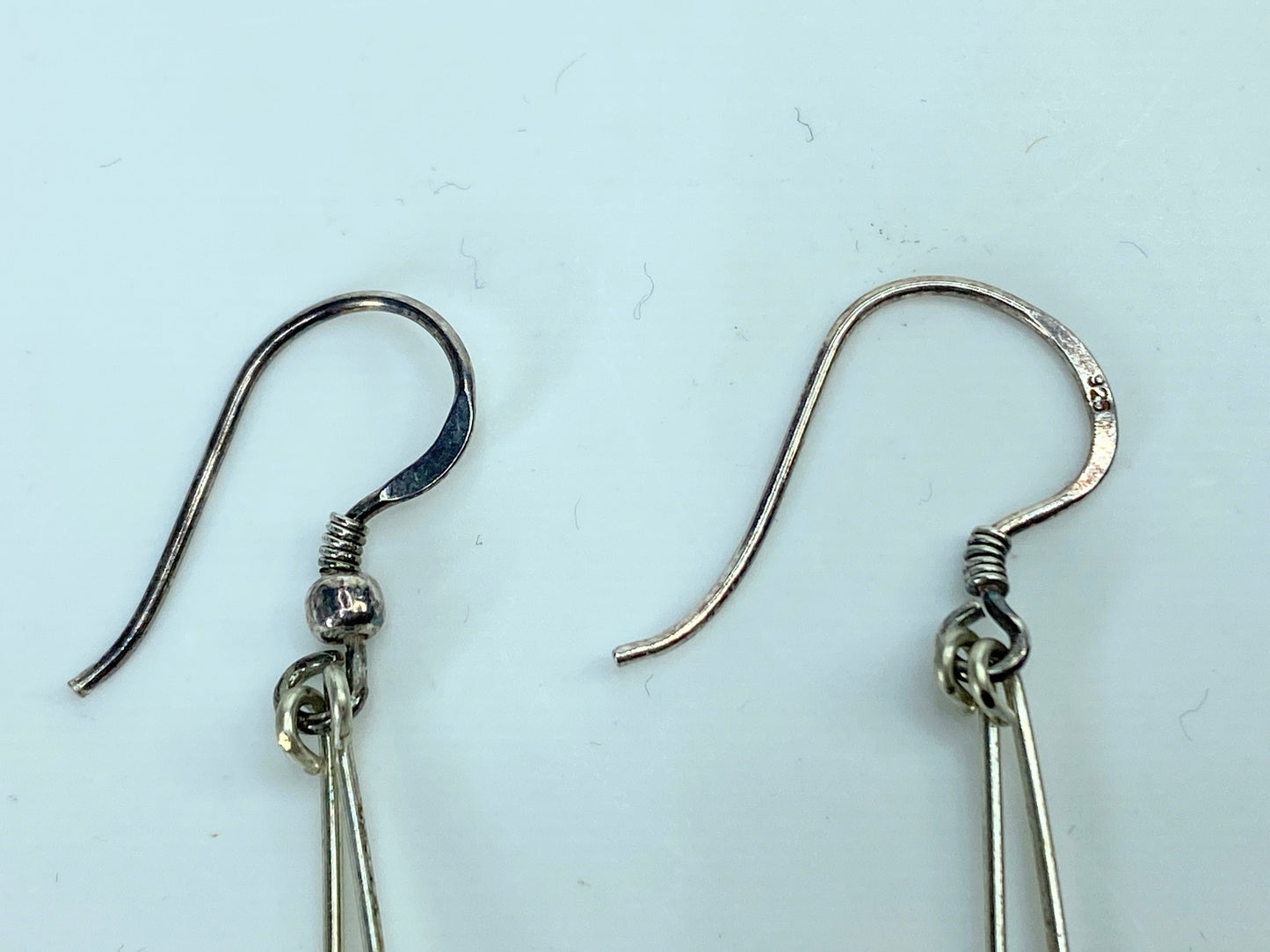 Sterling Silver carved Bakalite Double Tulip Drop dangle earrings 2 3/4" GS644