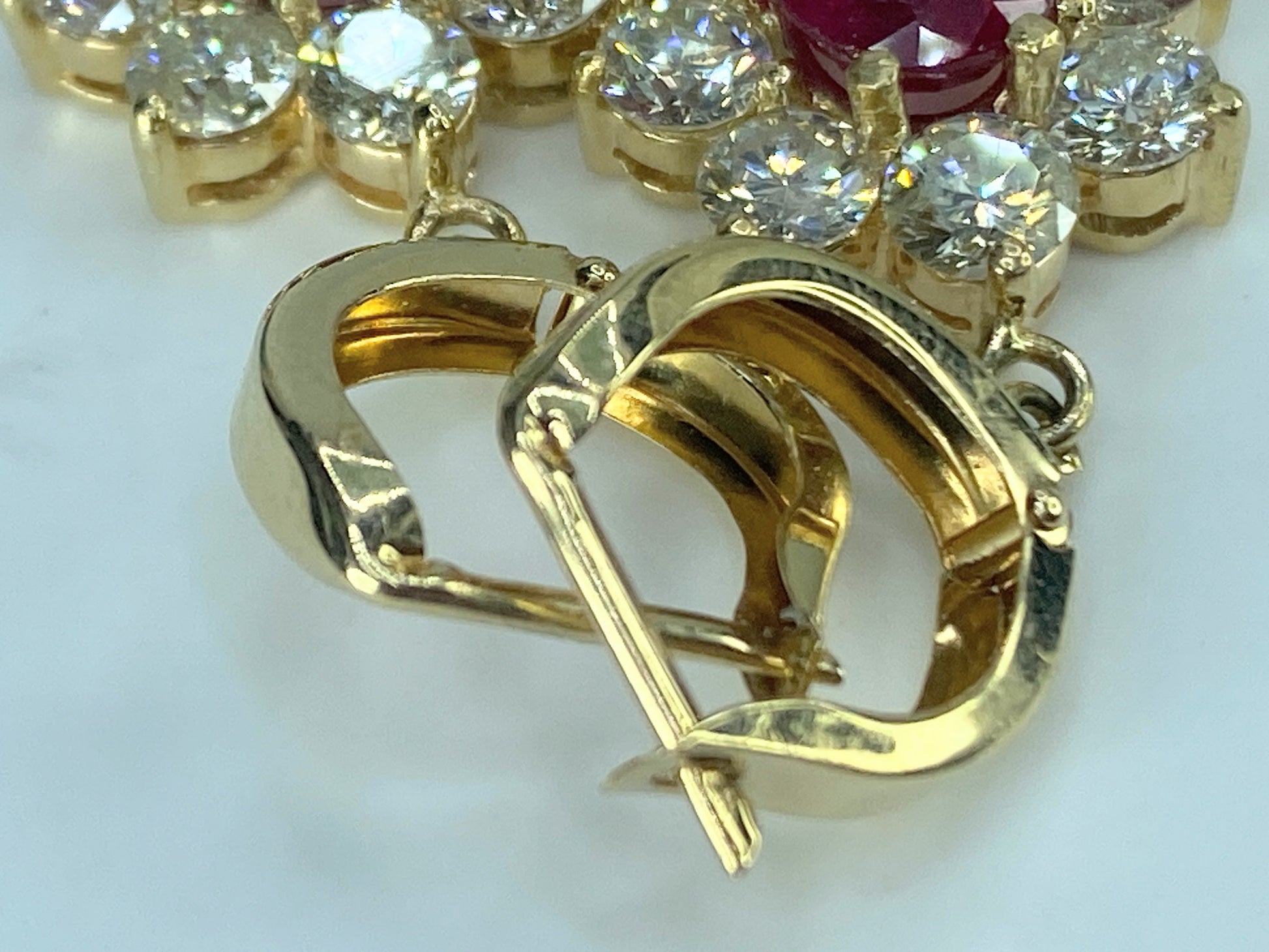 Appraised $8,995 14K 3.2ct natural Ruby 4.0ct G/Si1 Diamond earrings 7.1g JR437