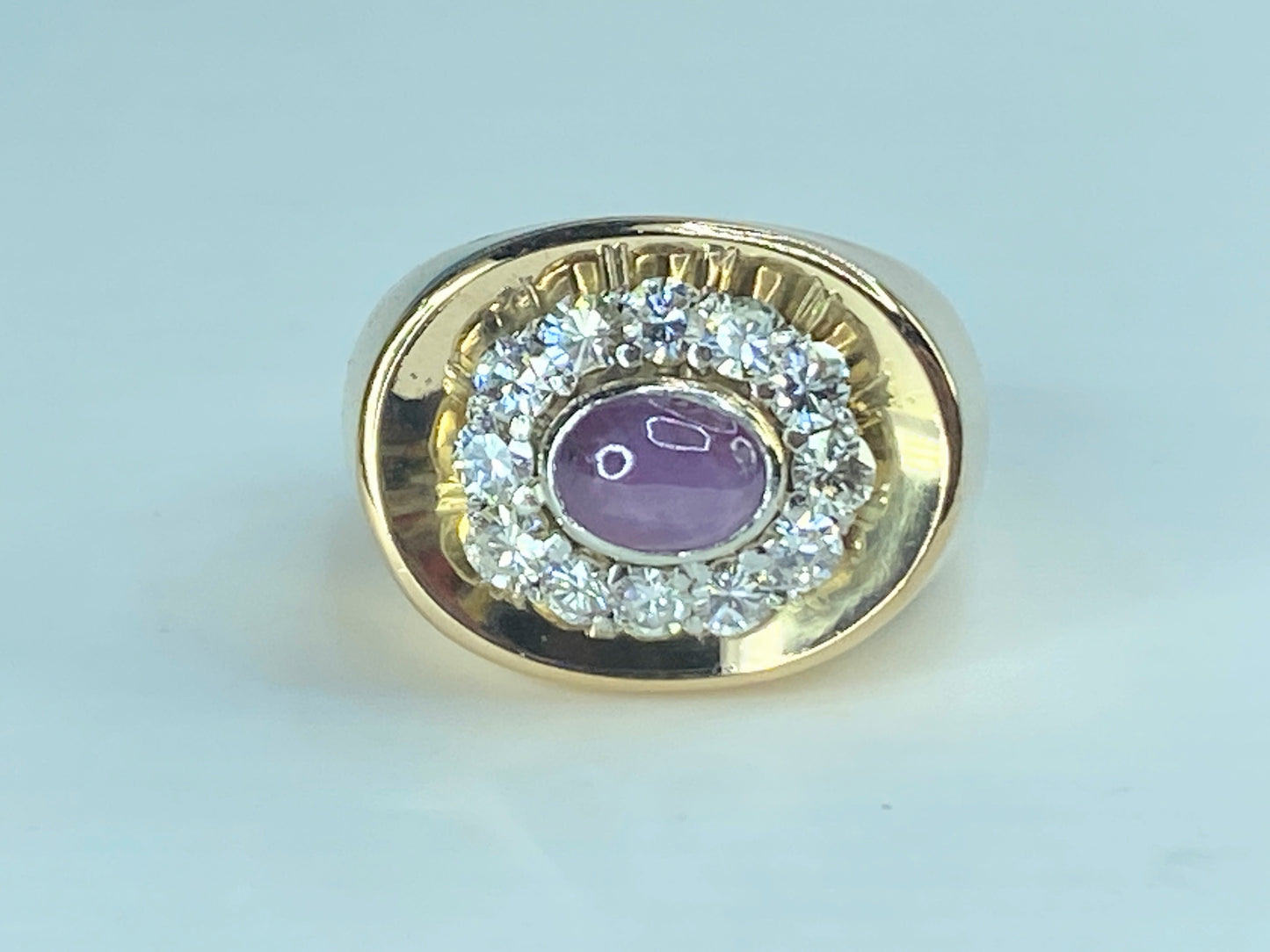 Appraised $6,290 18K 0.75ct Star Ruby Cabochon 1.2ct G/VS1 diamond ring JR438