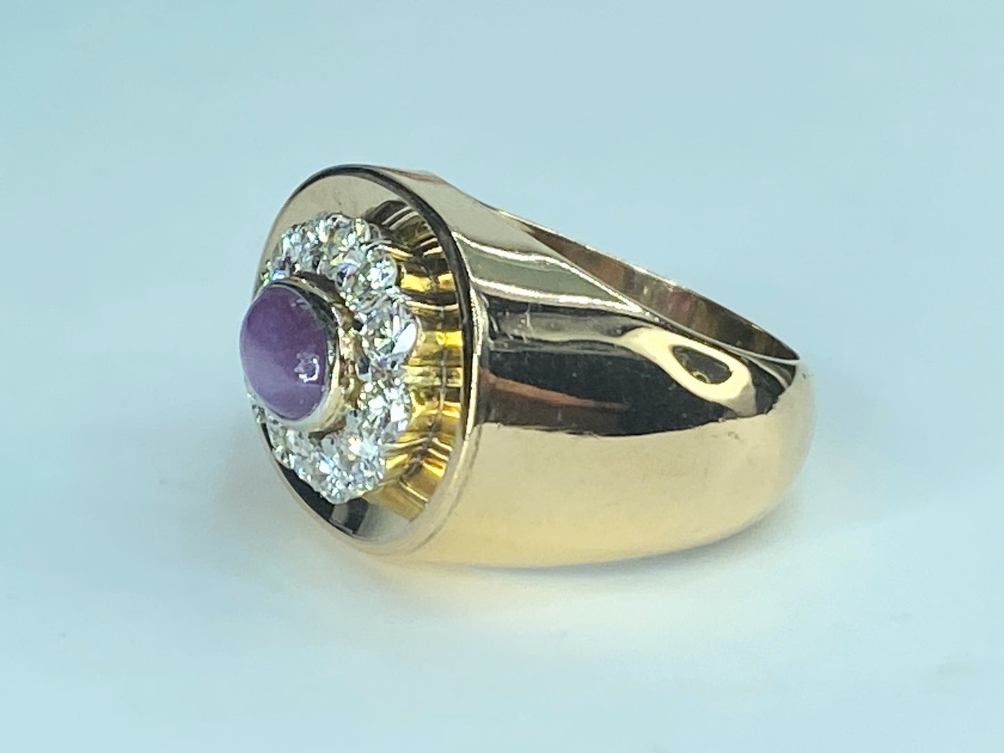 Appraised $6,290 18K 0.75ct Star Ruby Cabochon 1.2ct G/VS1 diamond ring JR438