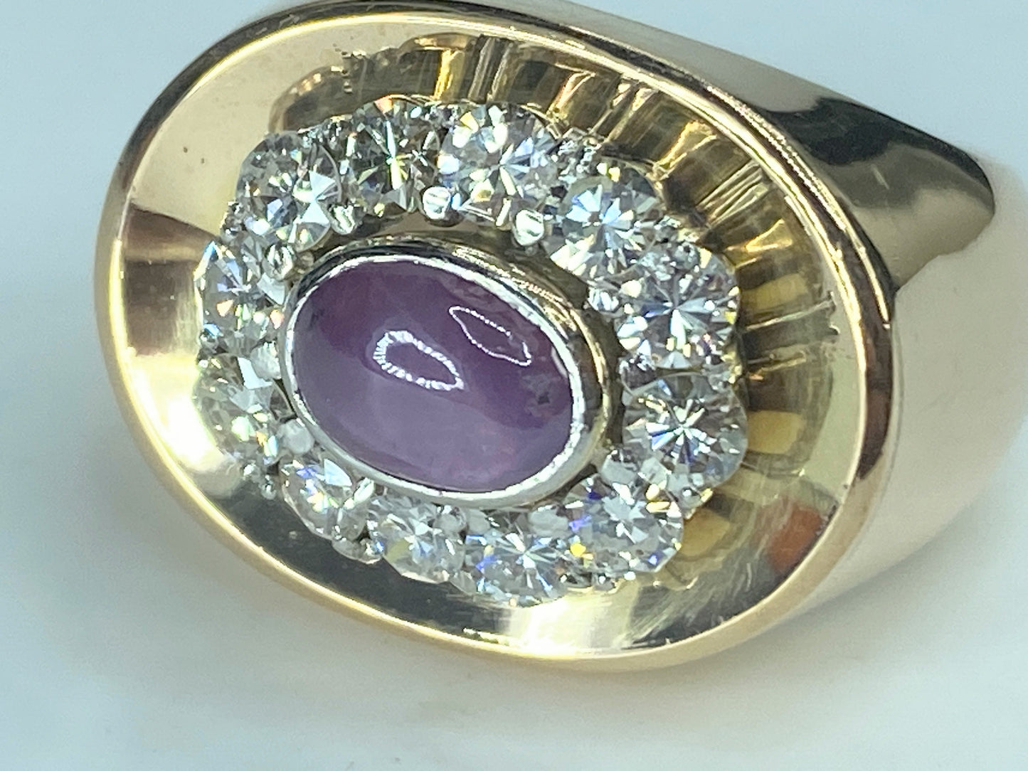 Appraised $6,290 18K 0.75ct Star Ruby Cabochon 1.2ct G/VS1 diamond ring JR438