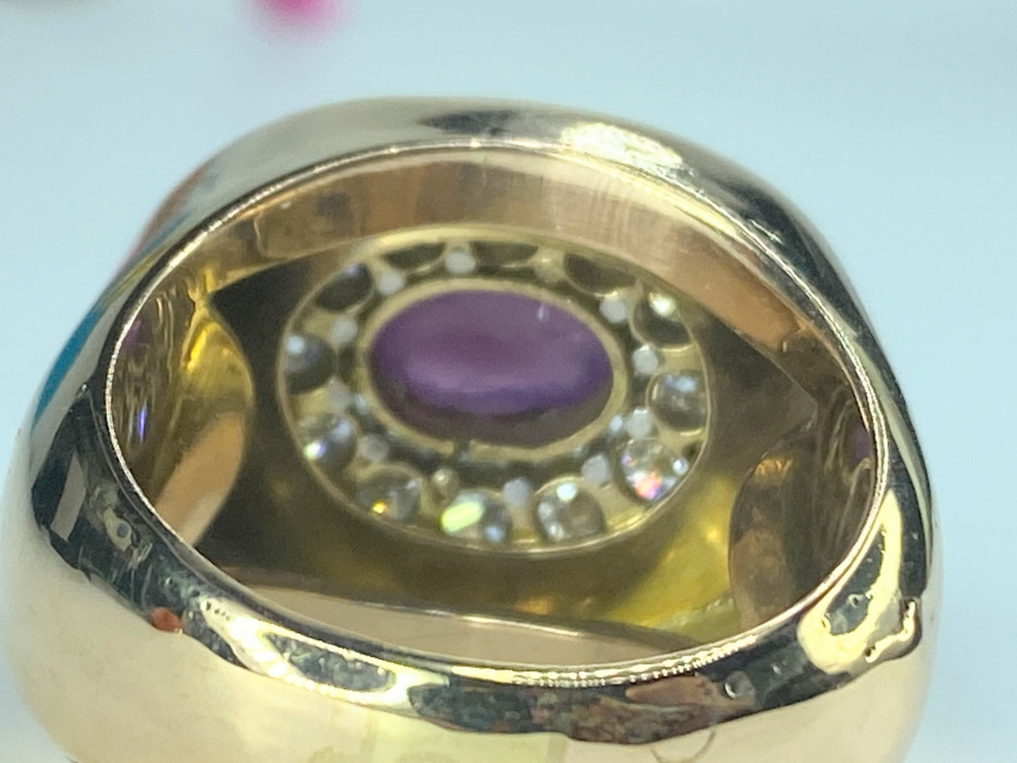Appraised $6,290 18K 0.75ct Star Ruby Cabochon 1.2ct G/VS1 diamond ring JR438