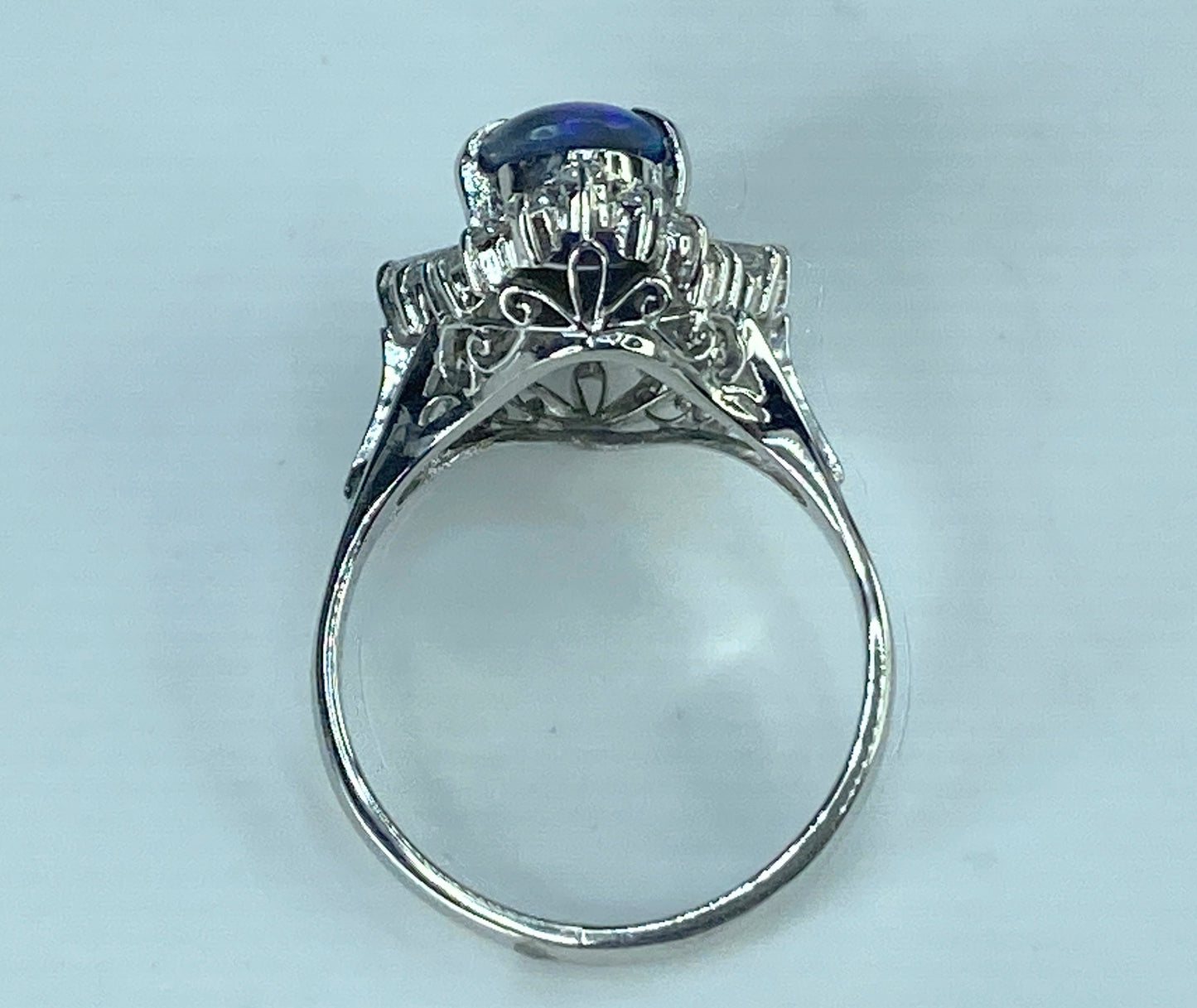 GIA certified Platinum 2.63ct Black Opal 0.74ct G/VS1 diamonds ring 6.8g JR439