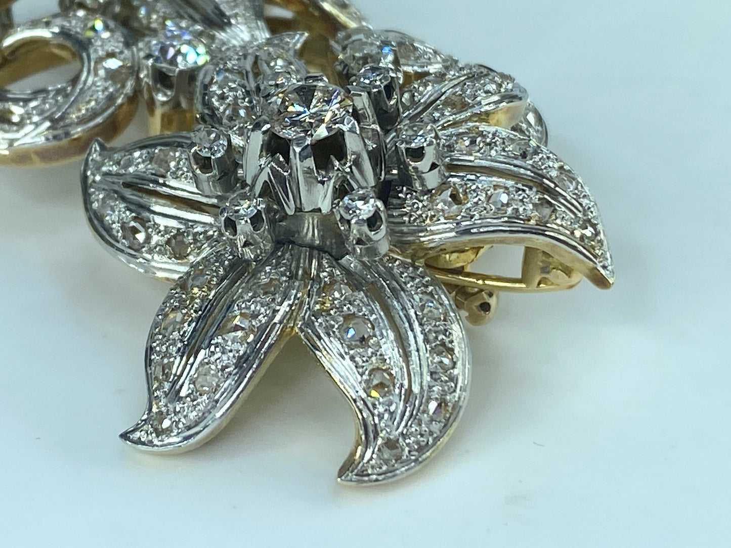 Appraised $19,995 Antique 18K 5.1ct Old Euro cut diamond Flower brooch 65g JR440