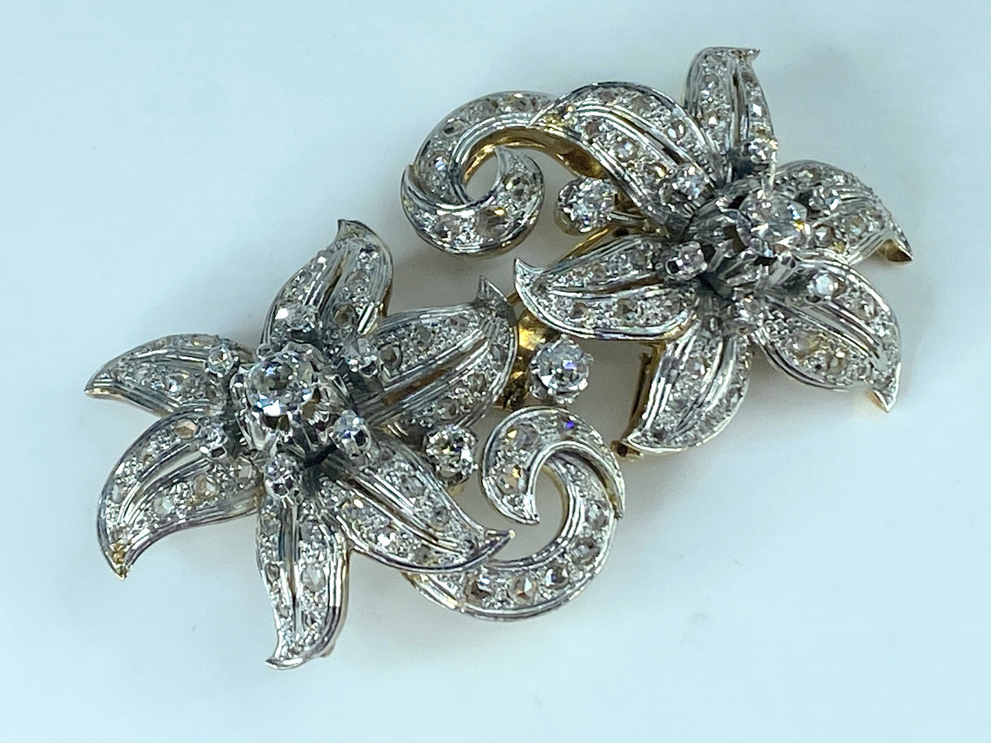 Appraised $19,995 Antique 18K 5.1ct Old Euro cut diamond Flower brooch 65g JR440