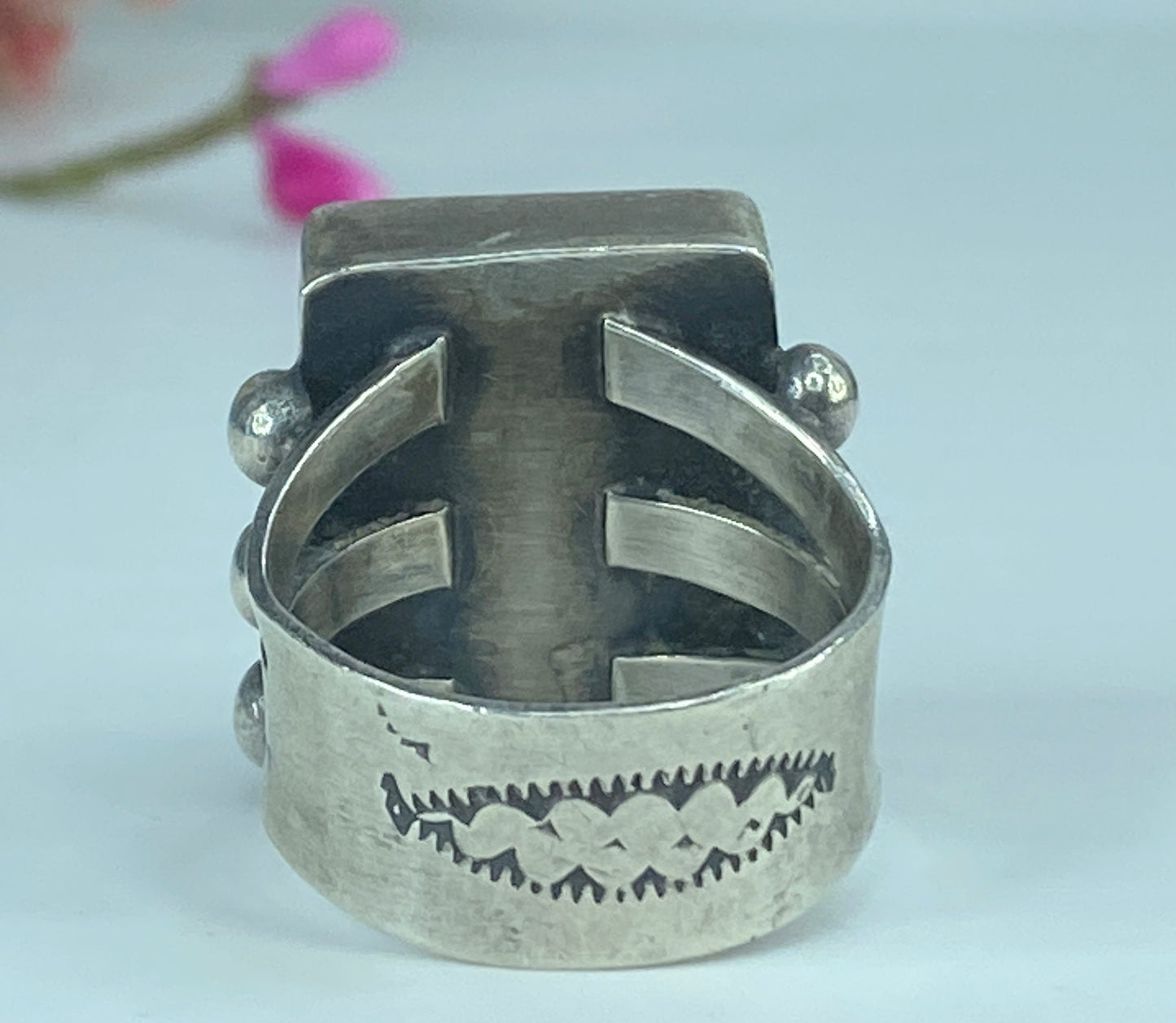 Vintage Native American Navajo Gary. G Turquoise Sterling Silver Ring JR443