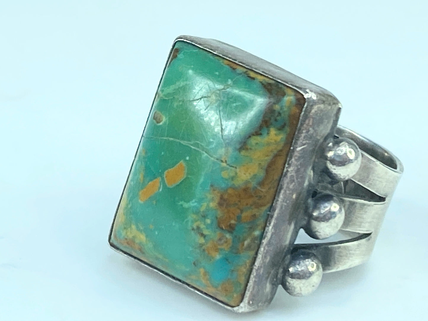 Vintage Native American Navajo Gary. G Turquoise Sterling Silver Ring JR443