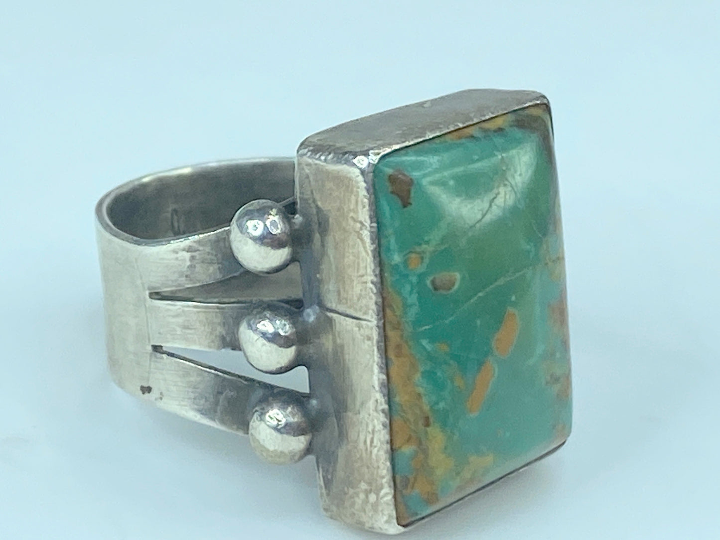 Vintage Native American Navajo Gary. G Turquoise Sterling Silver Ring JR443