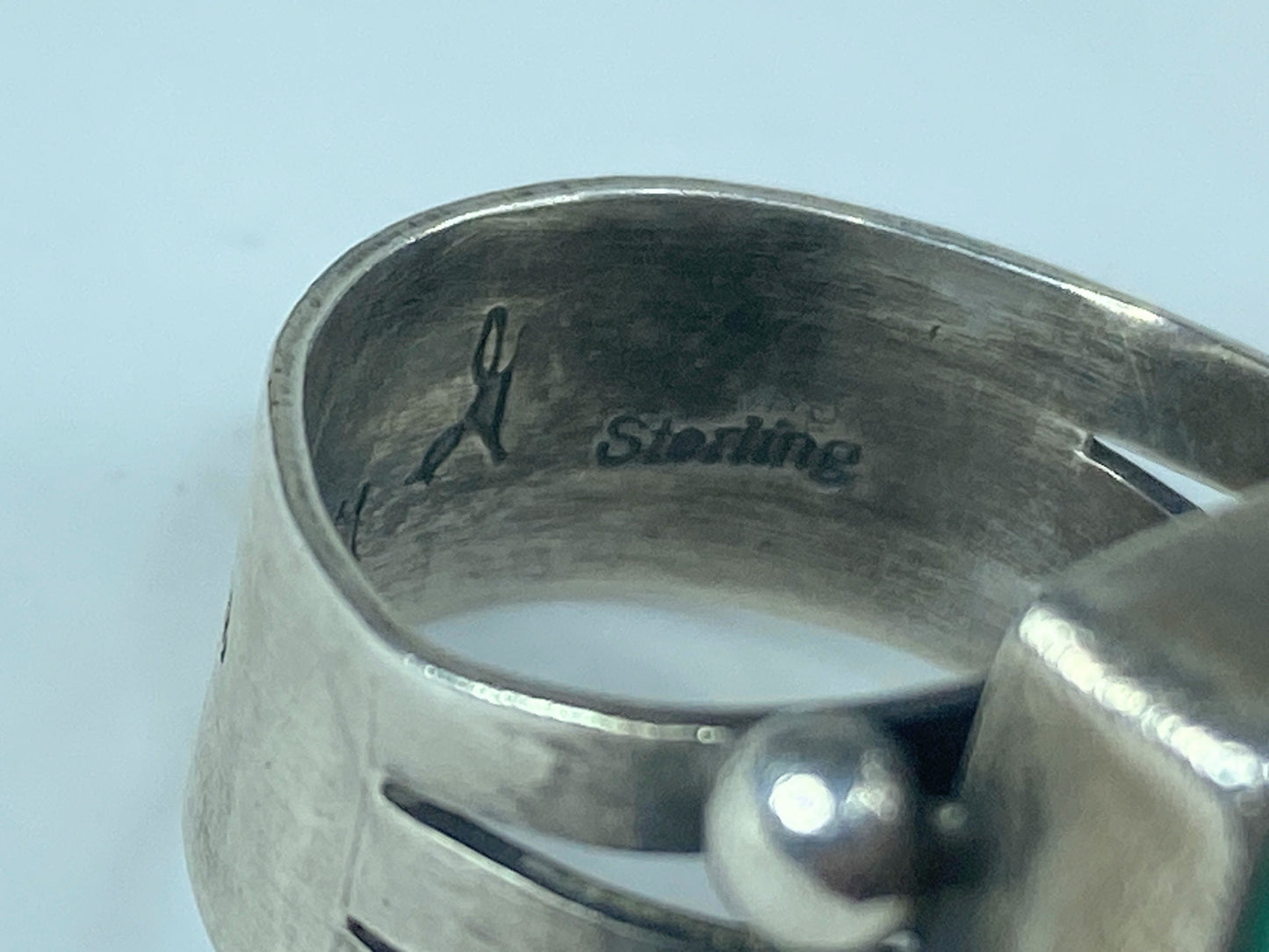 Vintage Native American Navajo Gary. G Turquoise Sterling Silver Ring JR443