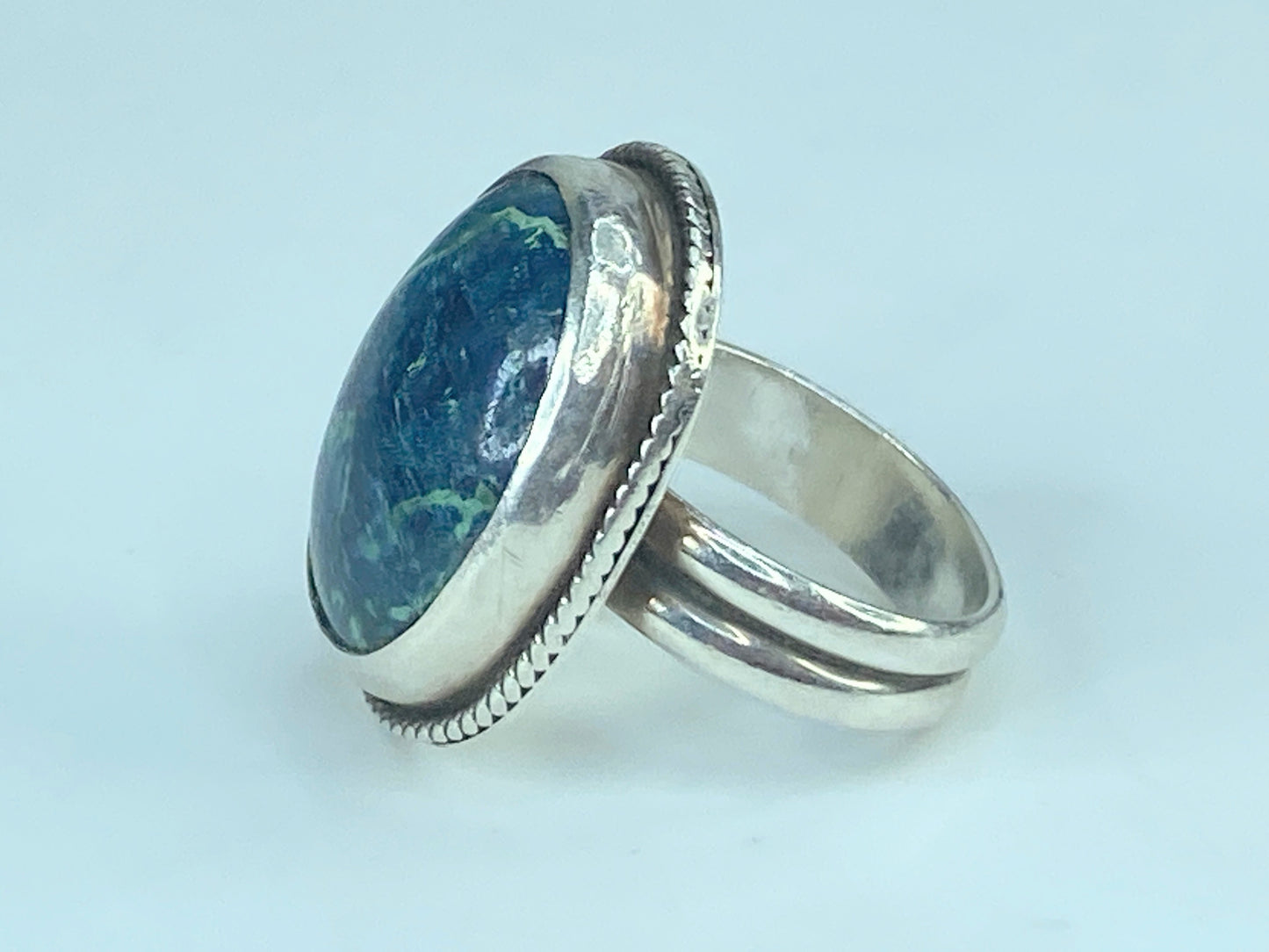Signed 1970s P.J.K Navajo TURQUOISE Sterling Silver RING s7 9.9g JR444