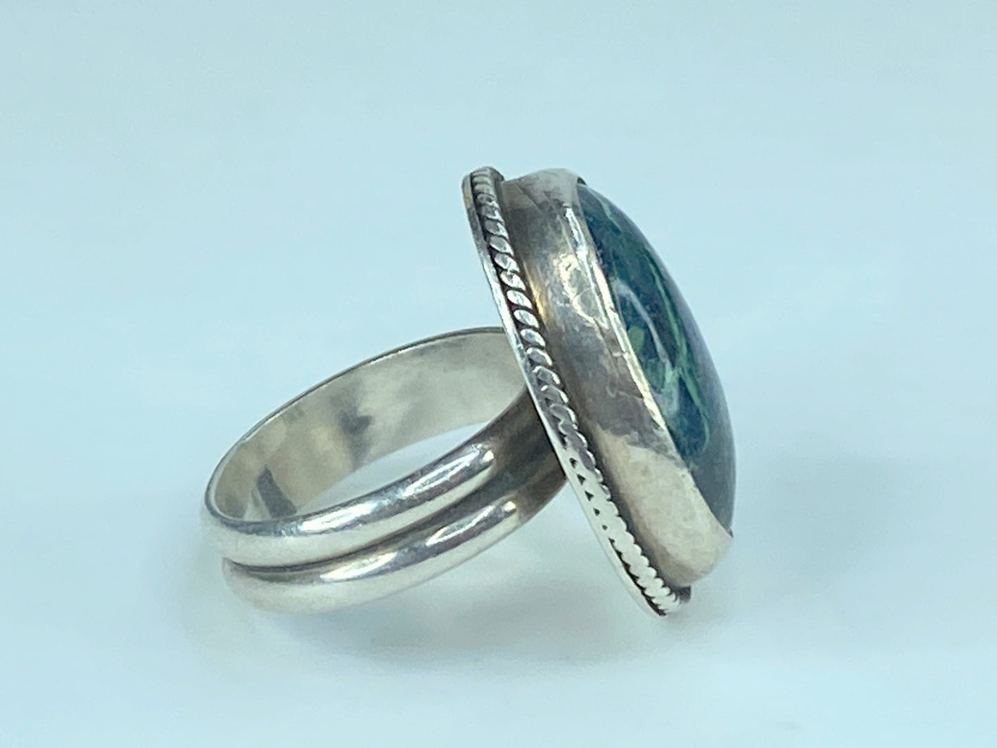 Signed 1970s P.J.K Navajo TURQUOISE Sterling Silver RING s7 9.9g JR444