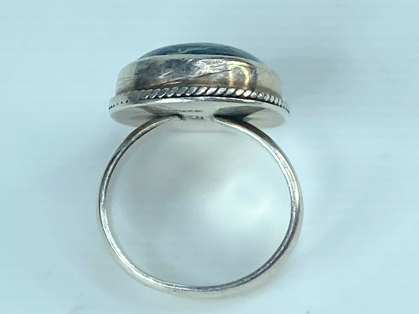 Signed 1970s P.J.K Navajo TURQUOISE Sterling Silver RING s7 9.9g JR444
