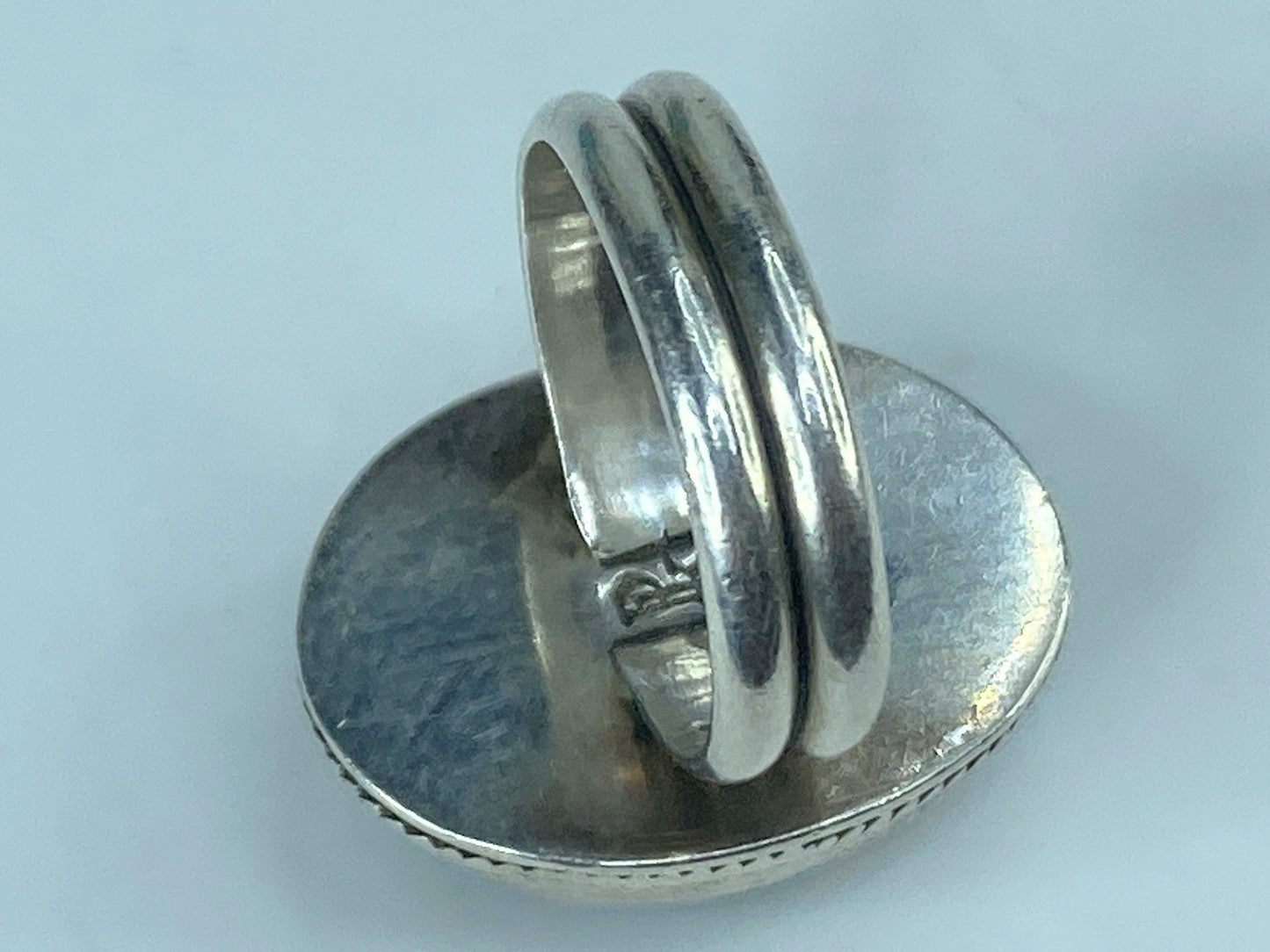 Signed 1970s P.J.K Navajo TURQUOISE Sterling Silver RING s7 9.9g JR444