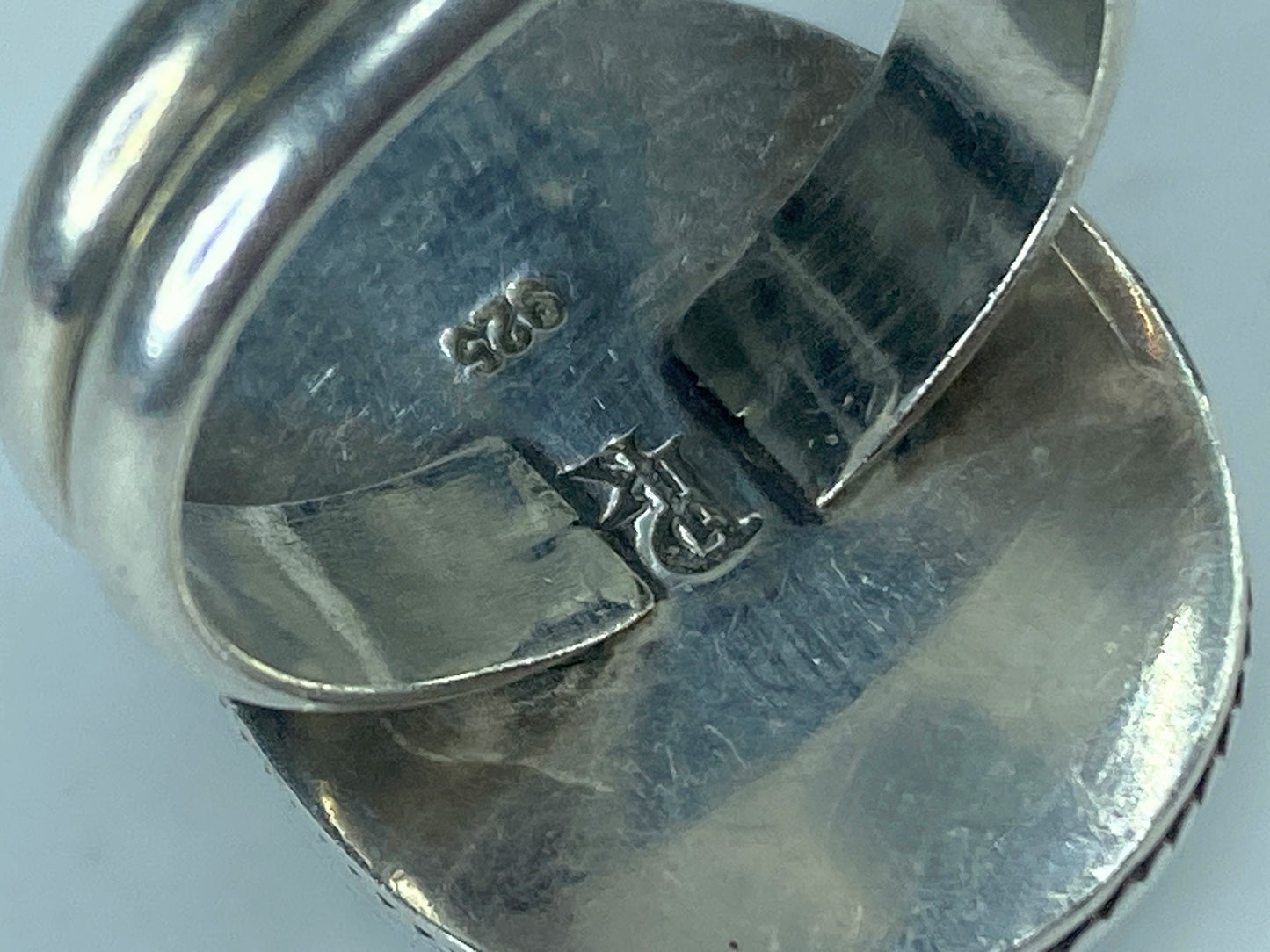 Signed 1970s P.J.K Navajo TURQUOISE Sterling Silver RING s7 9.9g JR444