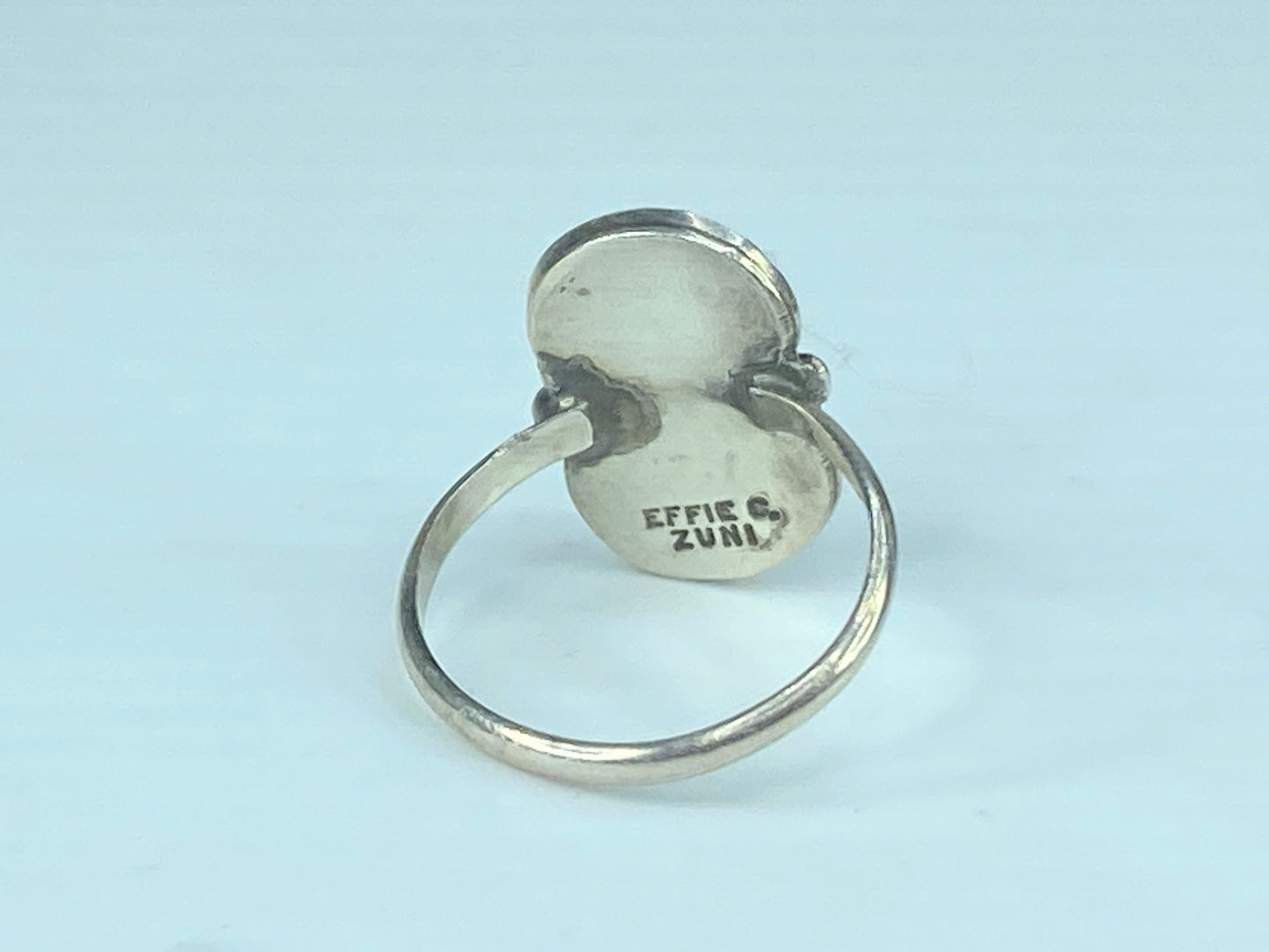 Native American Zuni sterling silver turquoise and coral Effie ring s6.5 JR445