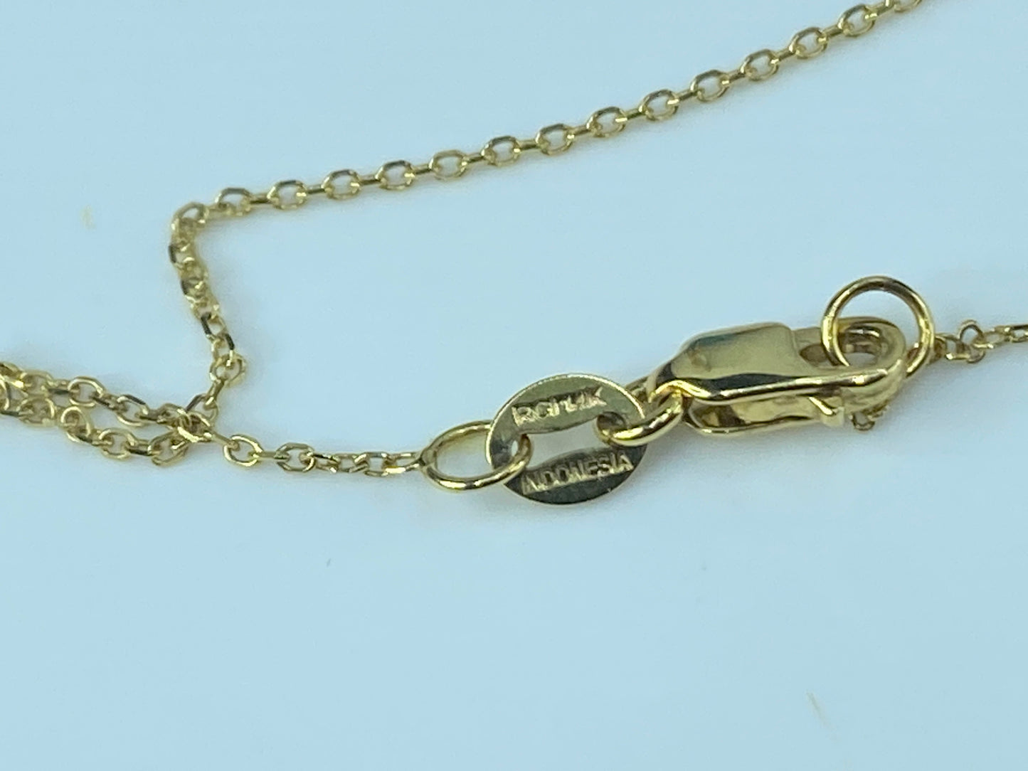 14K yellow gold 0.1ct Diamond enamel "Love" Heart pendant necklace 16" JR451