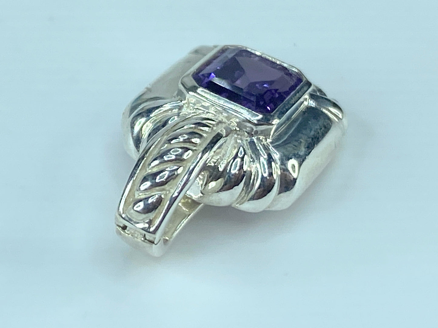 Judith Ripka Sterling Silver 925 Amethyst Pendant Enhancer 1.0" 5.9g JR464