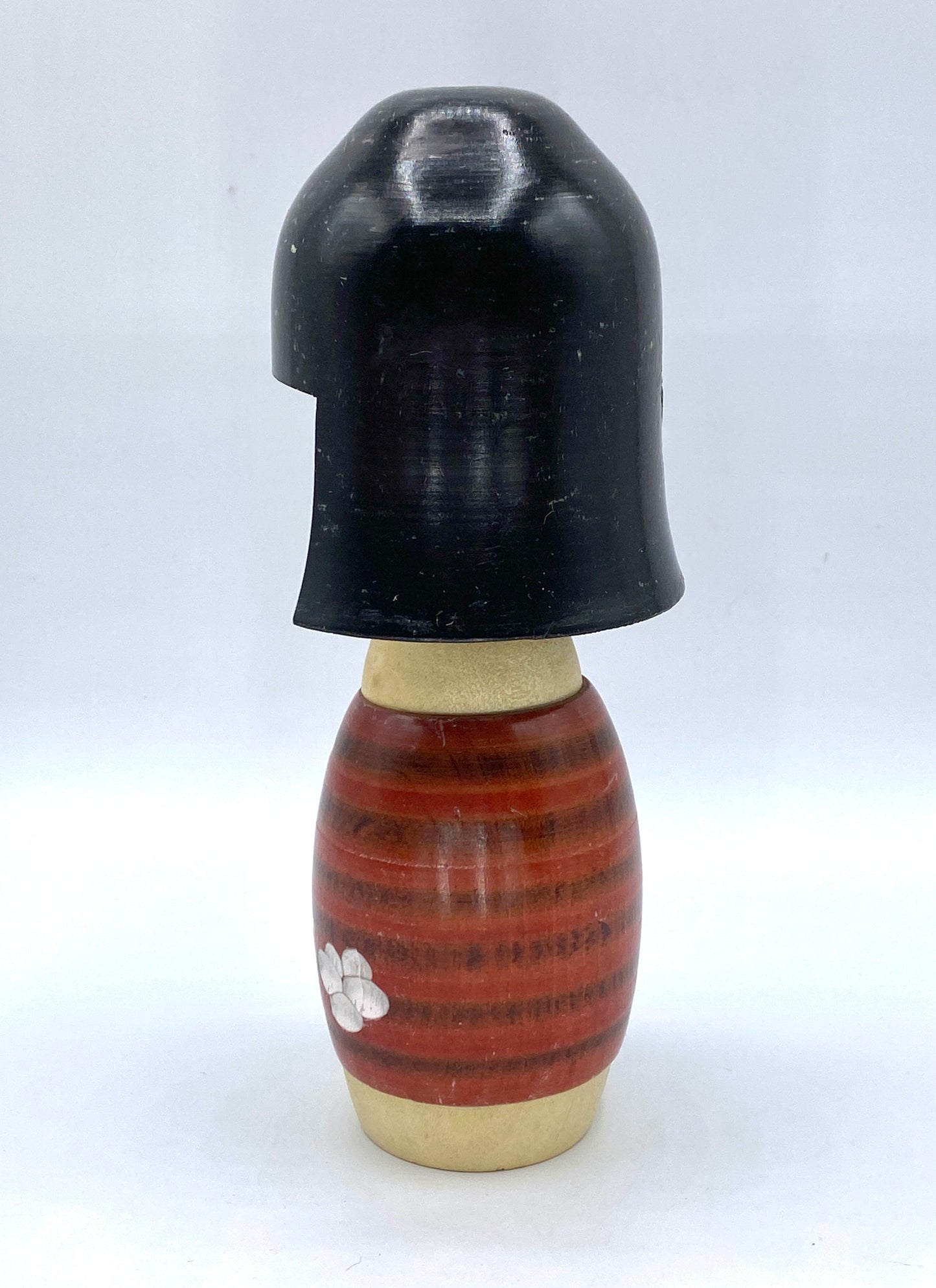 RARE Kokeshi Doll by Ryoichi "The sound of spring" hand carved flower w/box