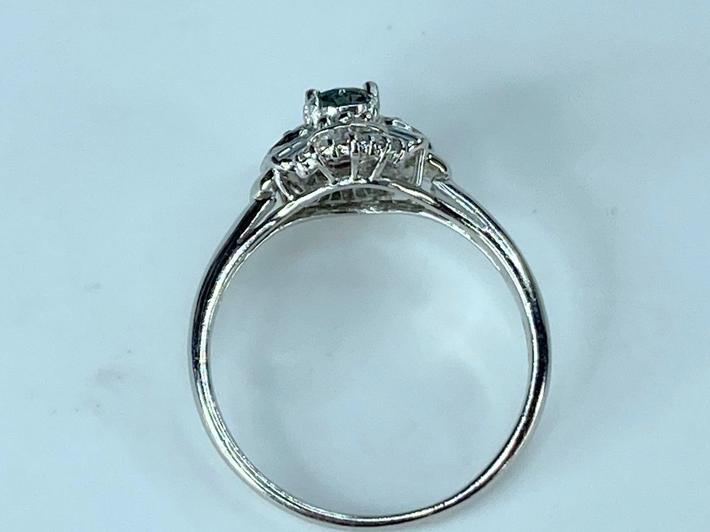 Platinum 900 0.45ct genuine Alexandrite and Diamond cluster ring 3.8g s6.5 JR395