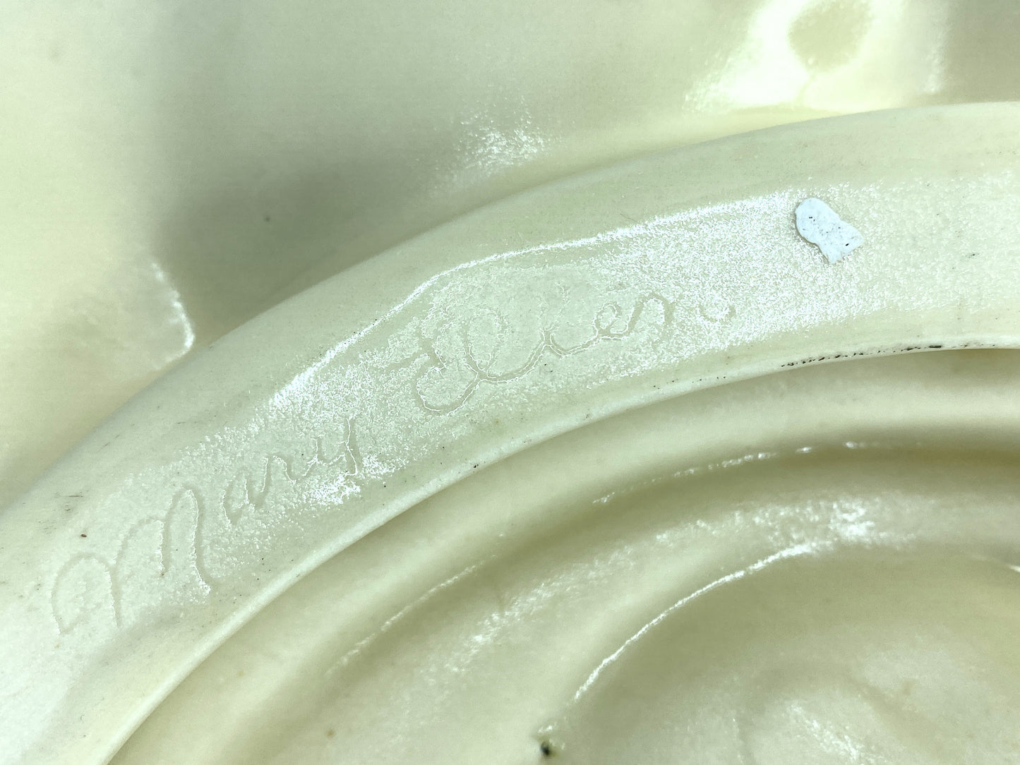 X-Large French Majolica Oyster St Clement Lavender Yellow Serving Platter A413