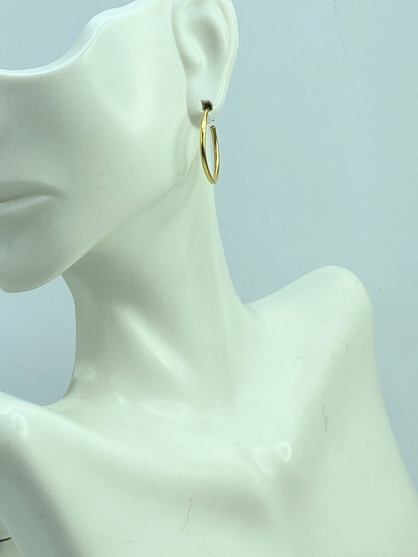 Handmade 24K yellow gold Hoop dangle earrings 20mmx 1.5mm JR948