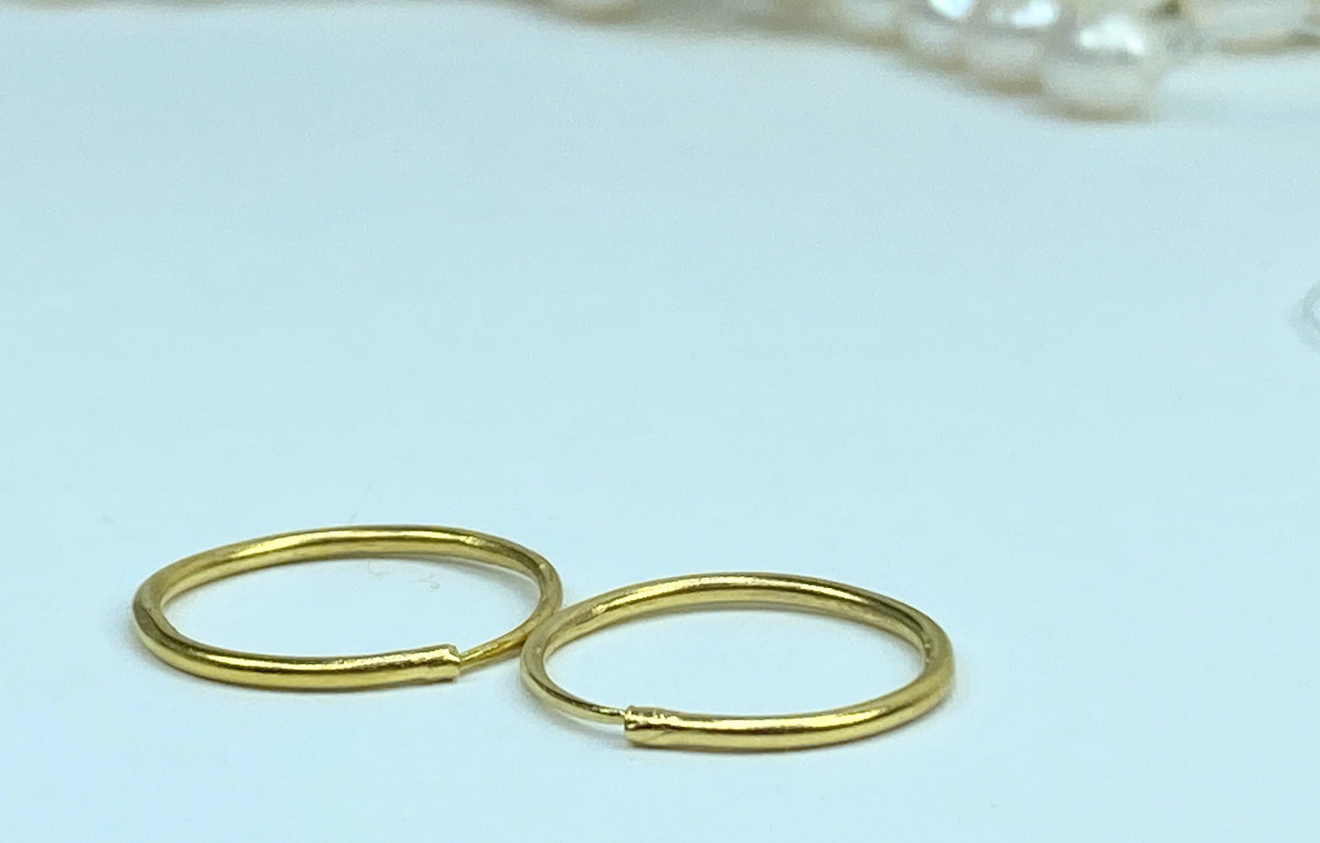 Handmade 24K yellow gold Hoop dangle earrings 20mmx 1.5mm JR948