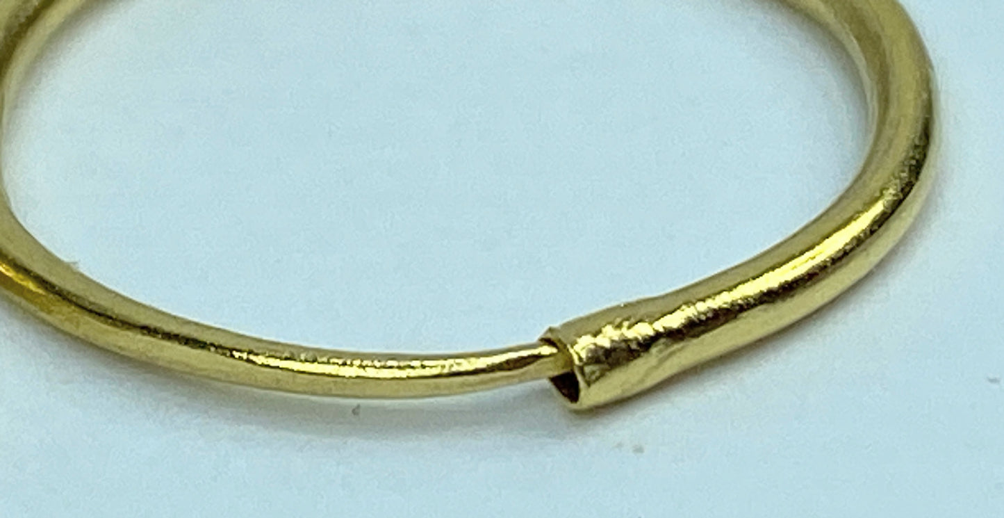Handmade 24K yellow gold Hoop dangle earrings 20mmx 1.5mm JR948