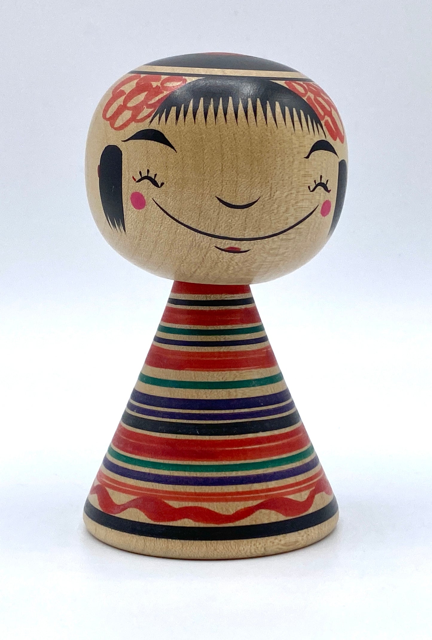 Japanese Kawaii Kokeshi Kunitoshi Abe "Hohoemi-gaeshi" Smile-Back & node KA029