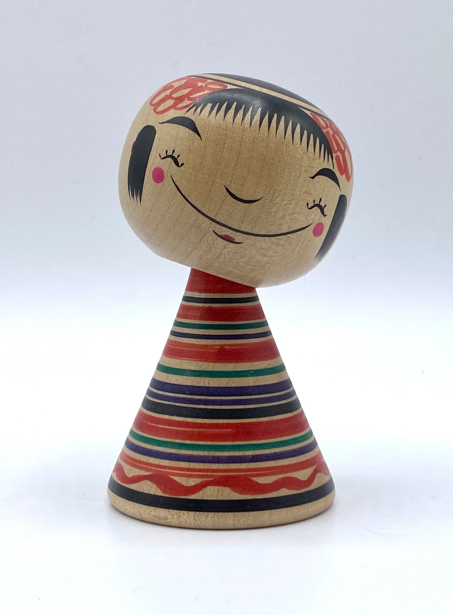 Japanese Kawaii Kokeshi Kunitoshi Abe "Hohoemi-gaeshi" Smile-Back & node KA029